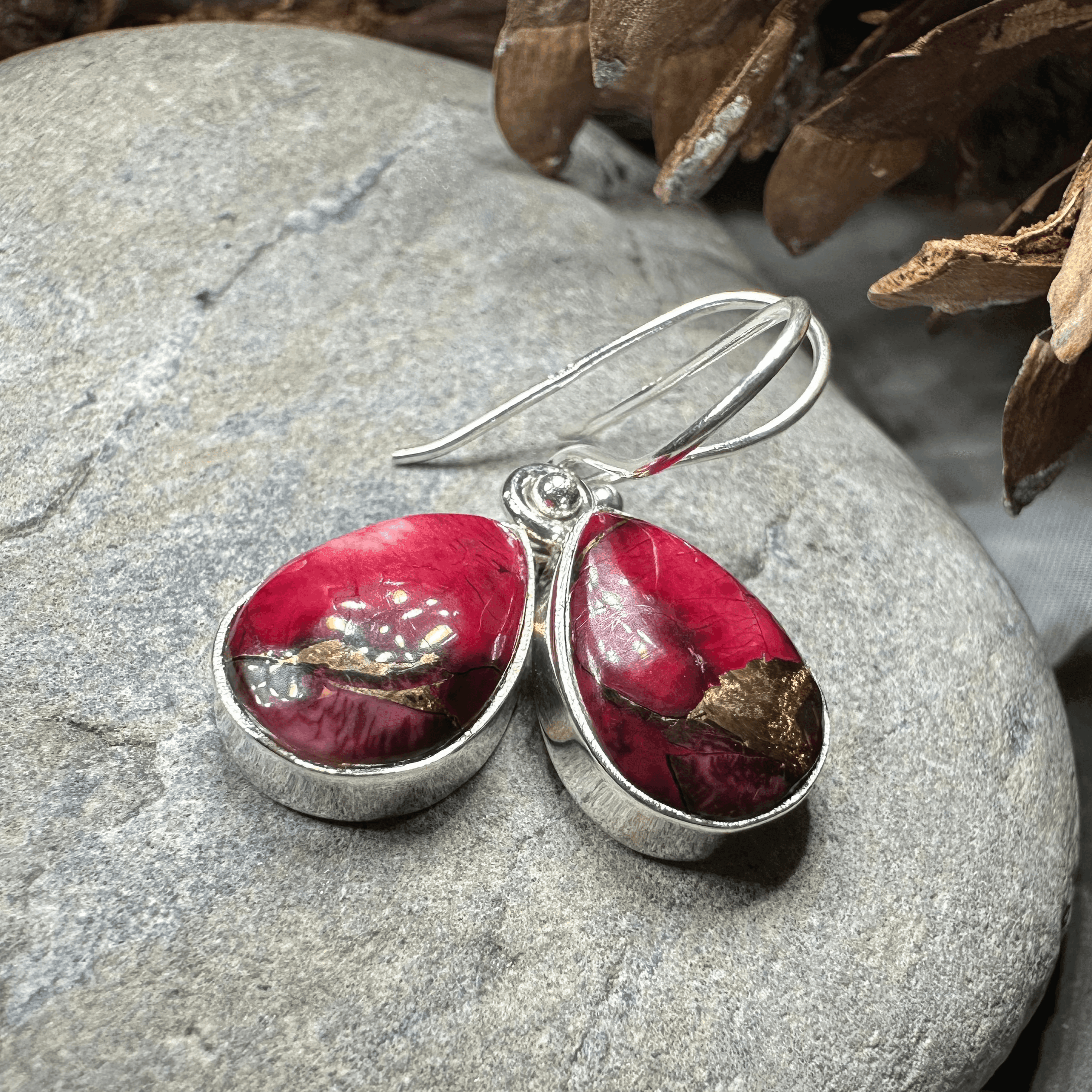 Classic Copper Turquoise Earrings - Teardrop Rose