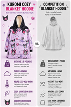 Kuromi Hello Kitty Wearable Blanket Hoodie for Kids & Adults | OLM Toys