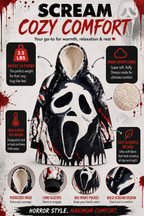 Ghost Face Horror Wearable Blanket Hoodie for Kids & Adults