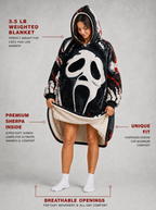 Ghost Face Horror Wearable Blanket Hoodie for Kids & Adults