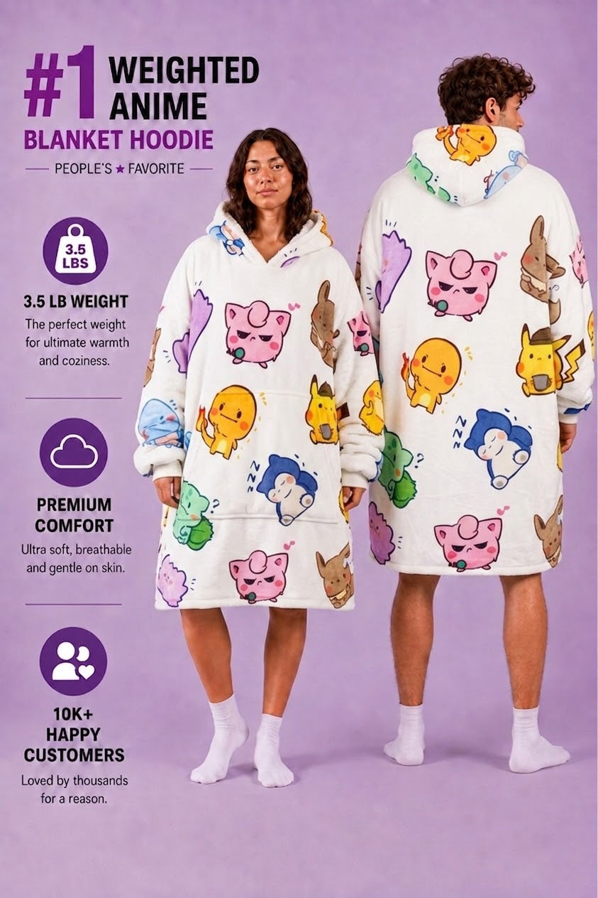 Kawaii Pokémon Wearable Blanket Hoodie for Kids & Adults