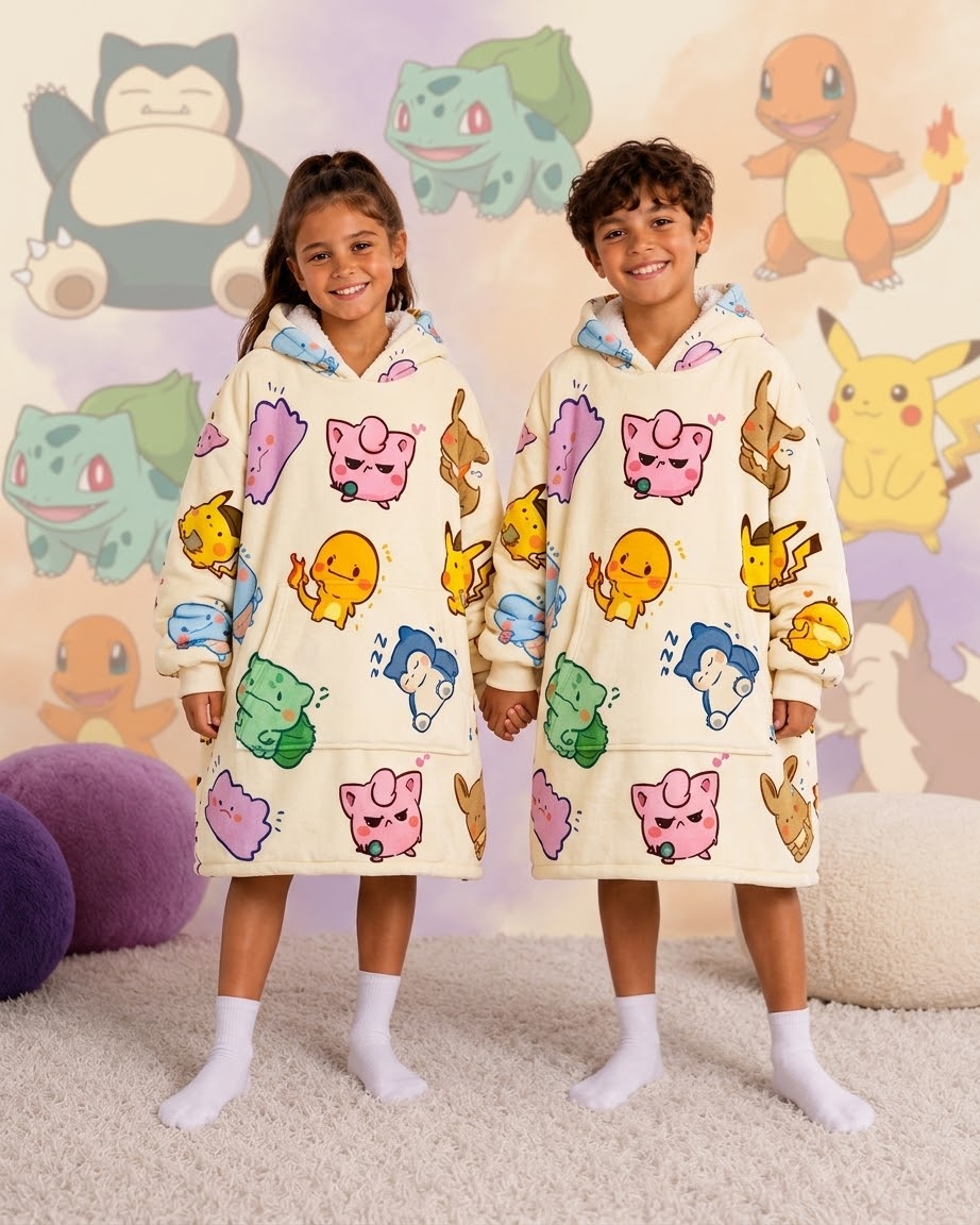 Kawaii Pokémon Wearable Blanket Hoodie for Kids & Adults