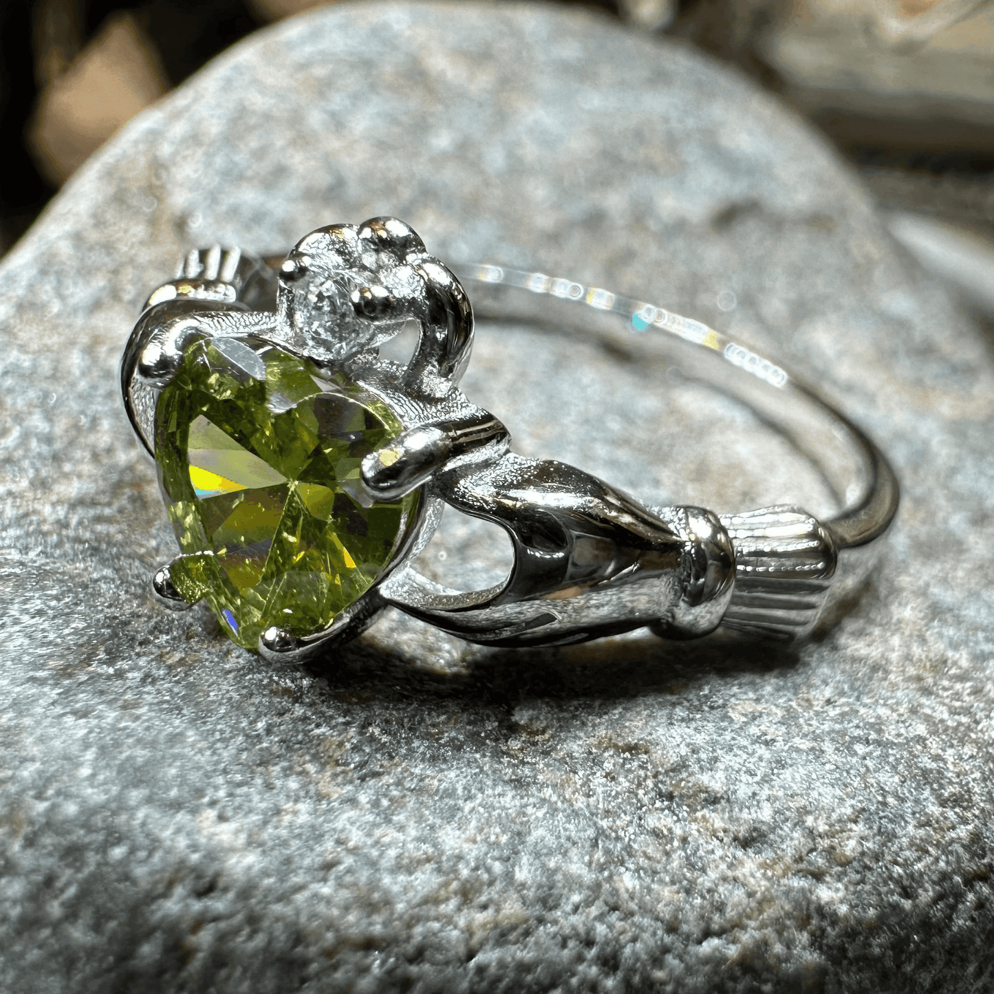 Peridot Green Claddagh Ring - 4
