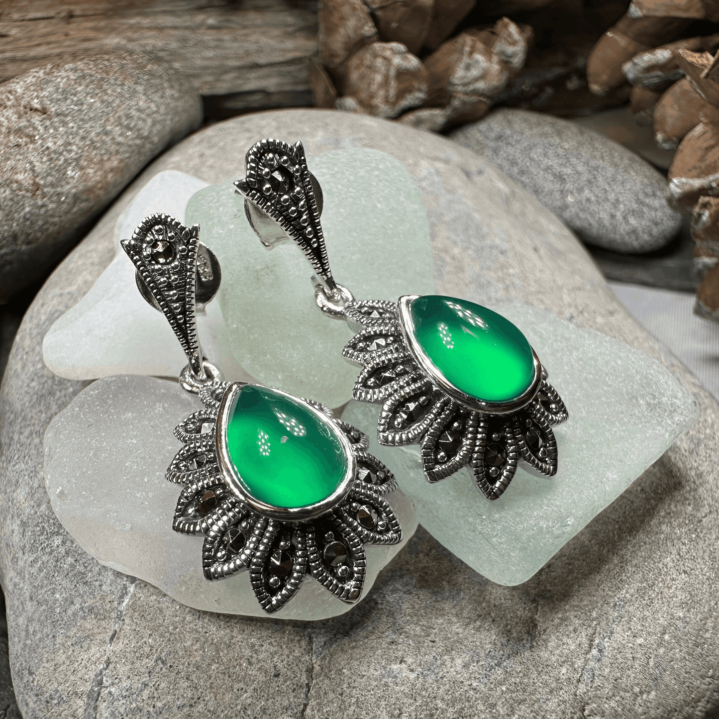 Gilda Celtic Flower Earrings - Pink Mother of Pearl