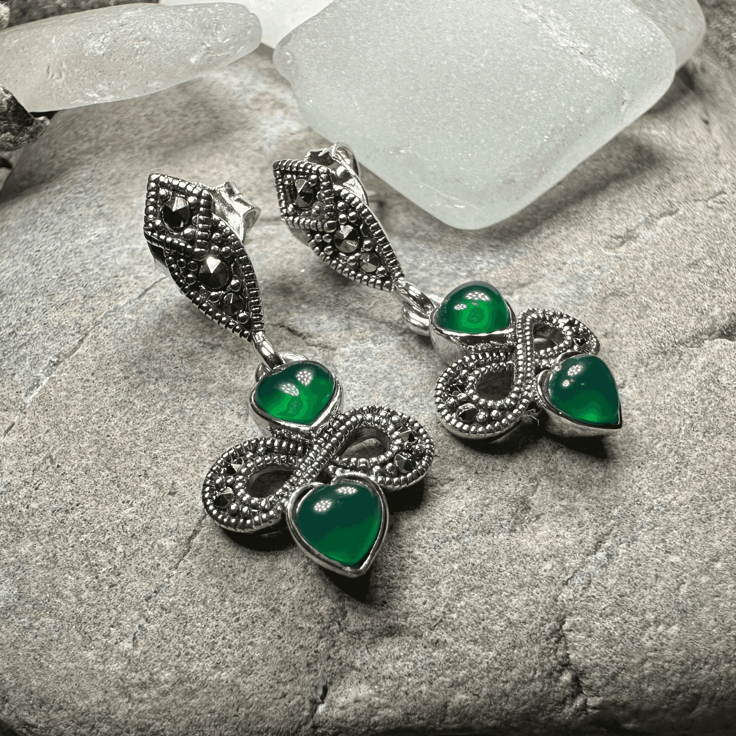 Infinity Knot Marcasite Post Earrings - 