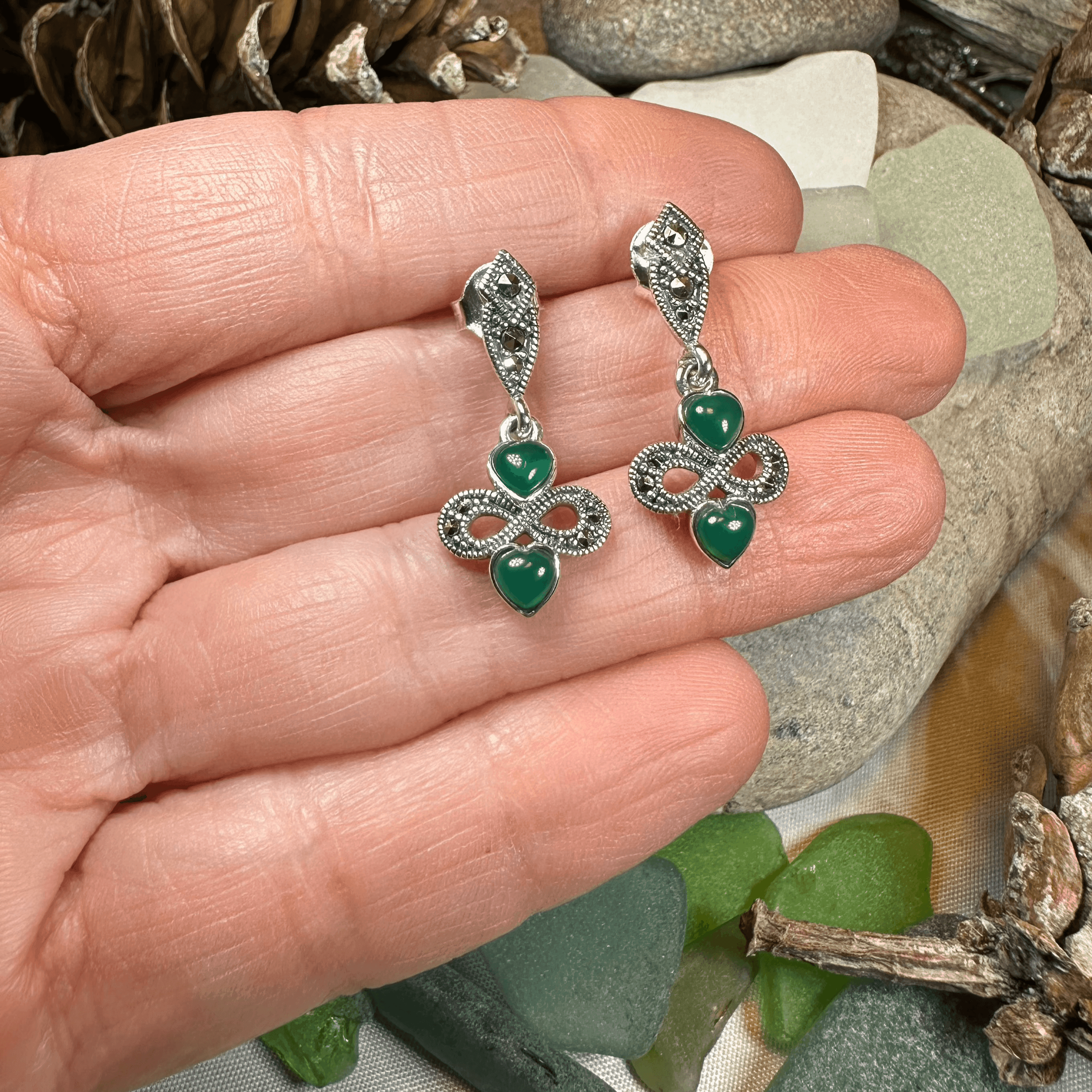 Infinity Knot Marcasite Post Earrings - 