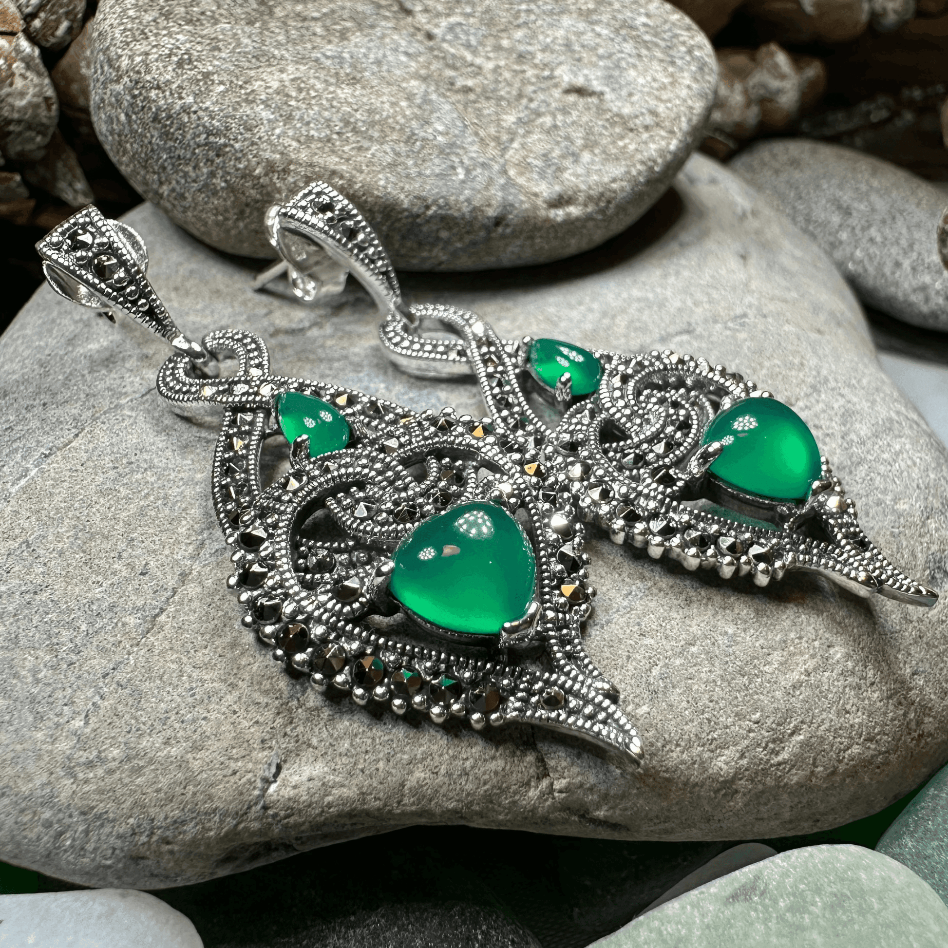 Larissa Love Knot Earrings - Green Agate