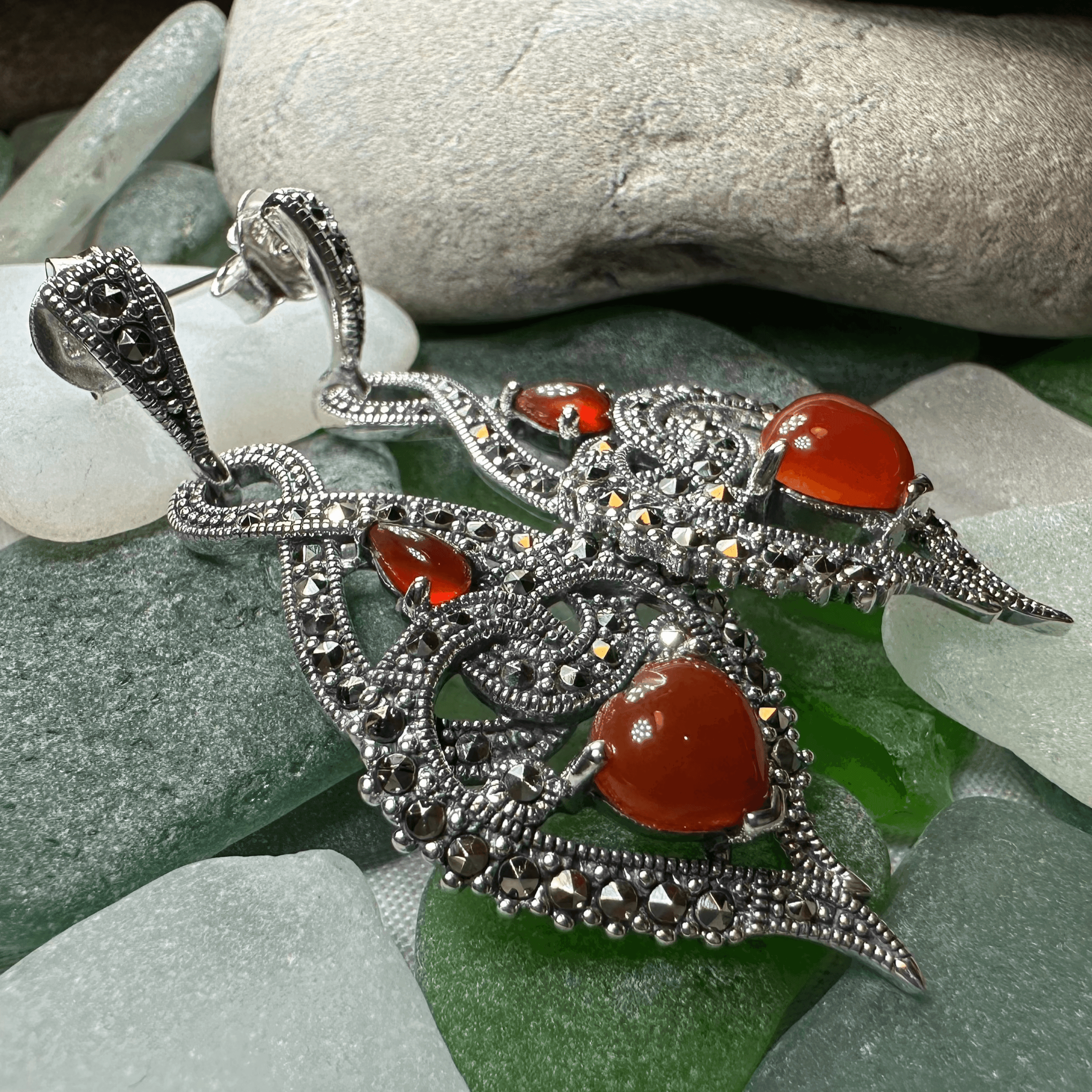 Larissa Love Knot Earrings - Red Agate