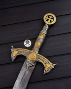 Templar Knights Sword Damascus Steel Crusader Sword Custom Hand Forged Blade
