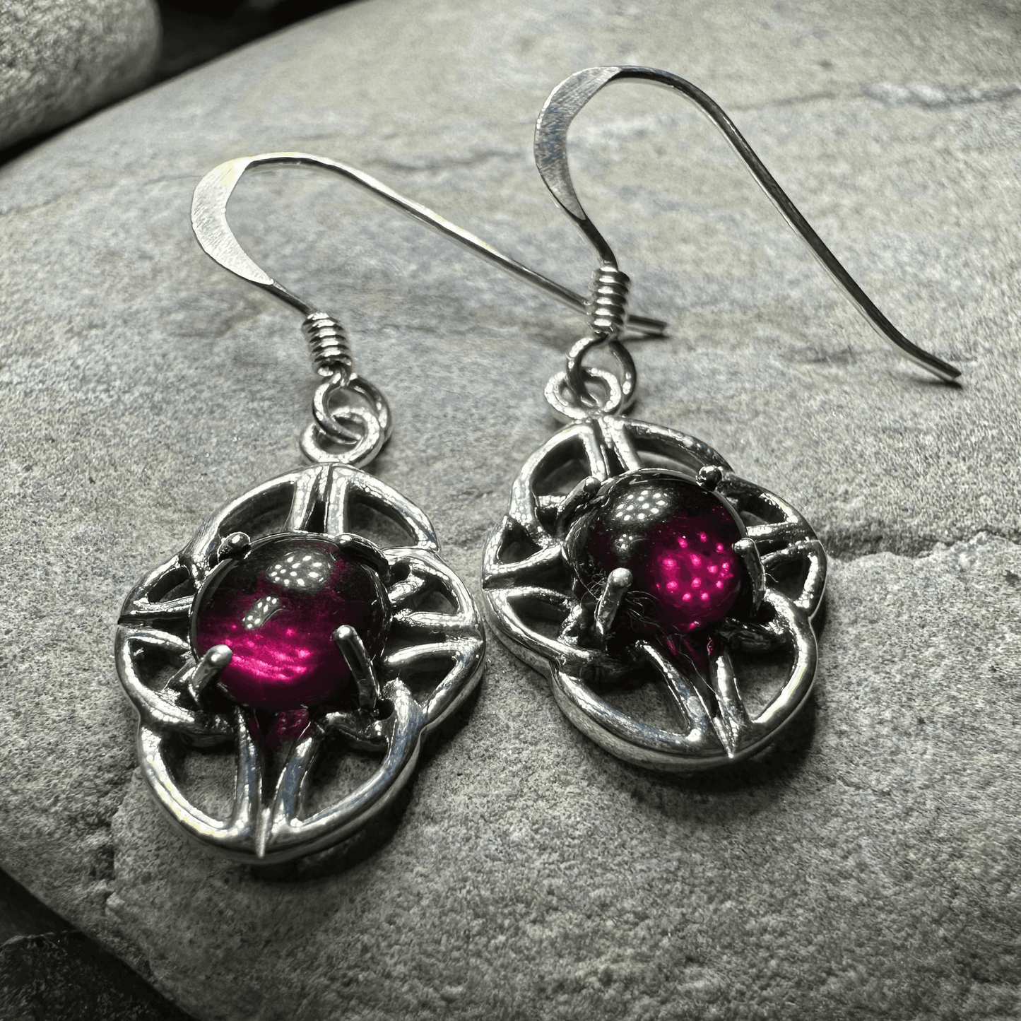 Charis Celtic Knot Earrings - Garnet