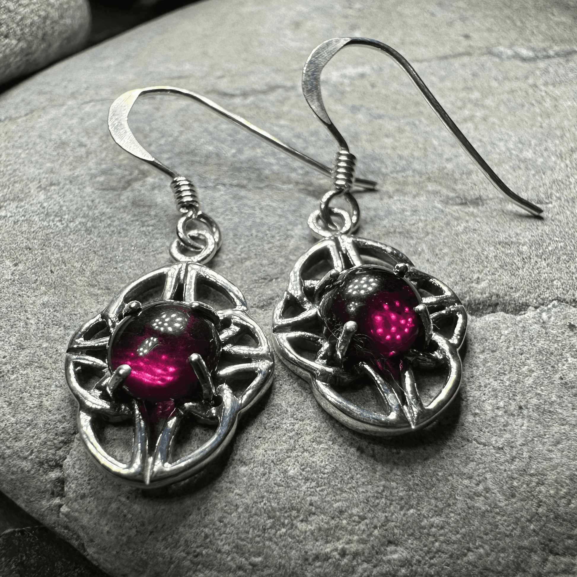 Charis Celtic Knot Earrings - Garnet