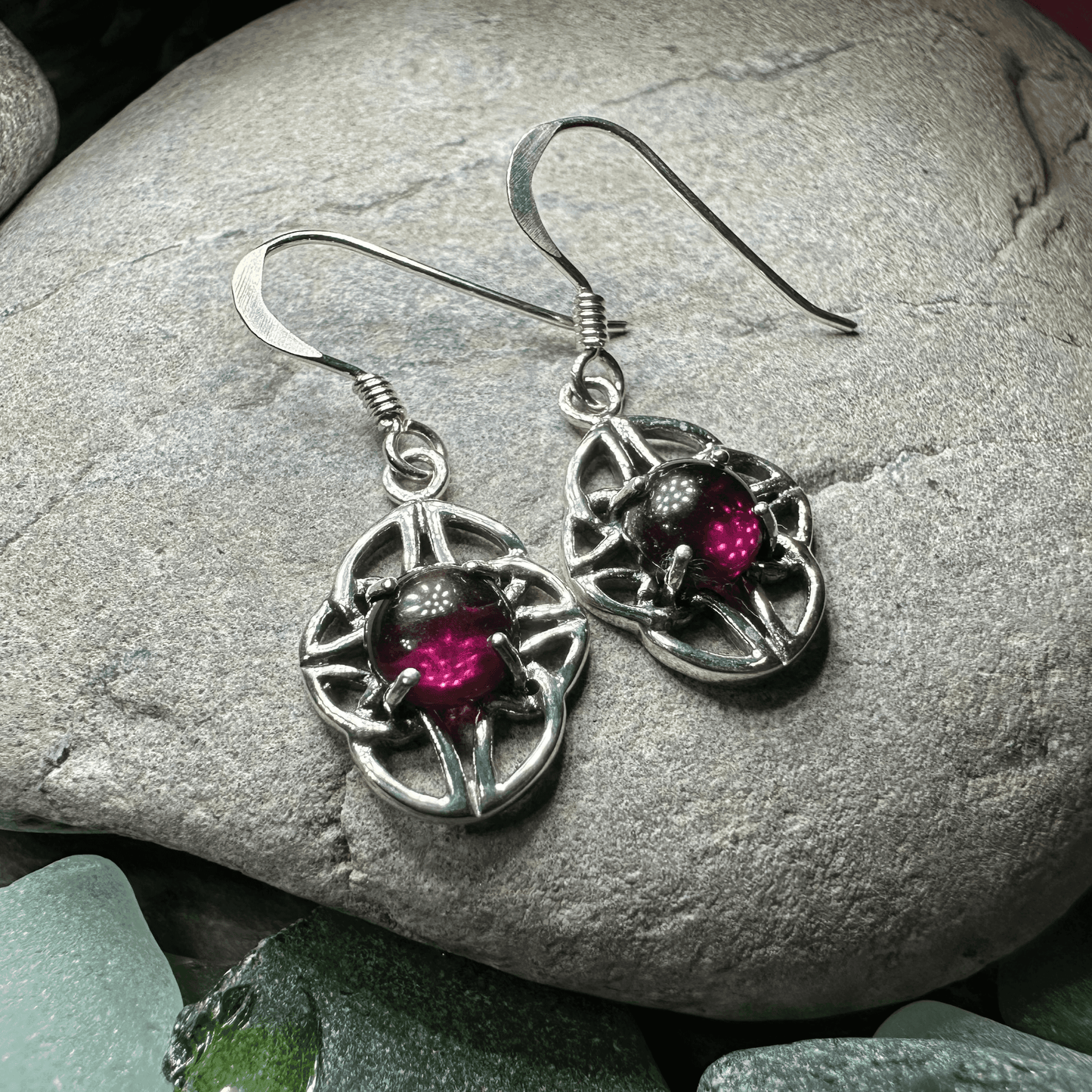 Charis Celtic Knot Earrings - Garnet
