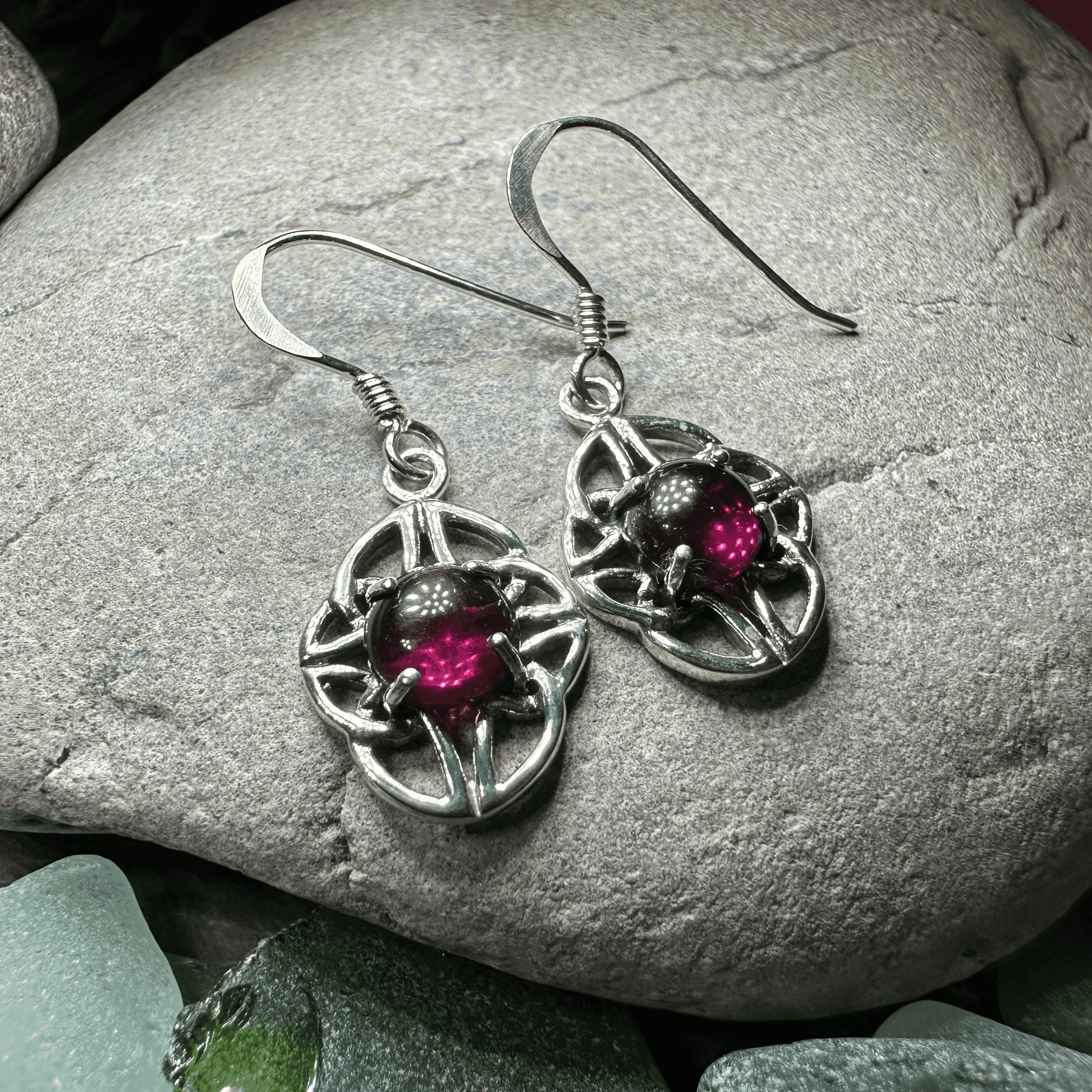Charis Celtic Knot Earrings - Garnet