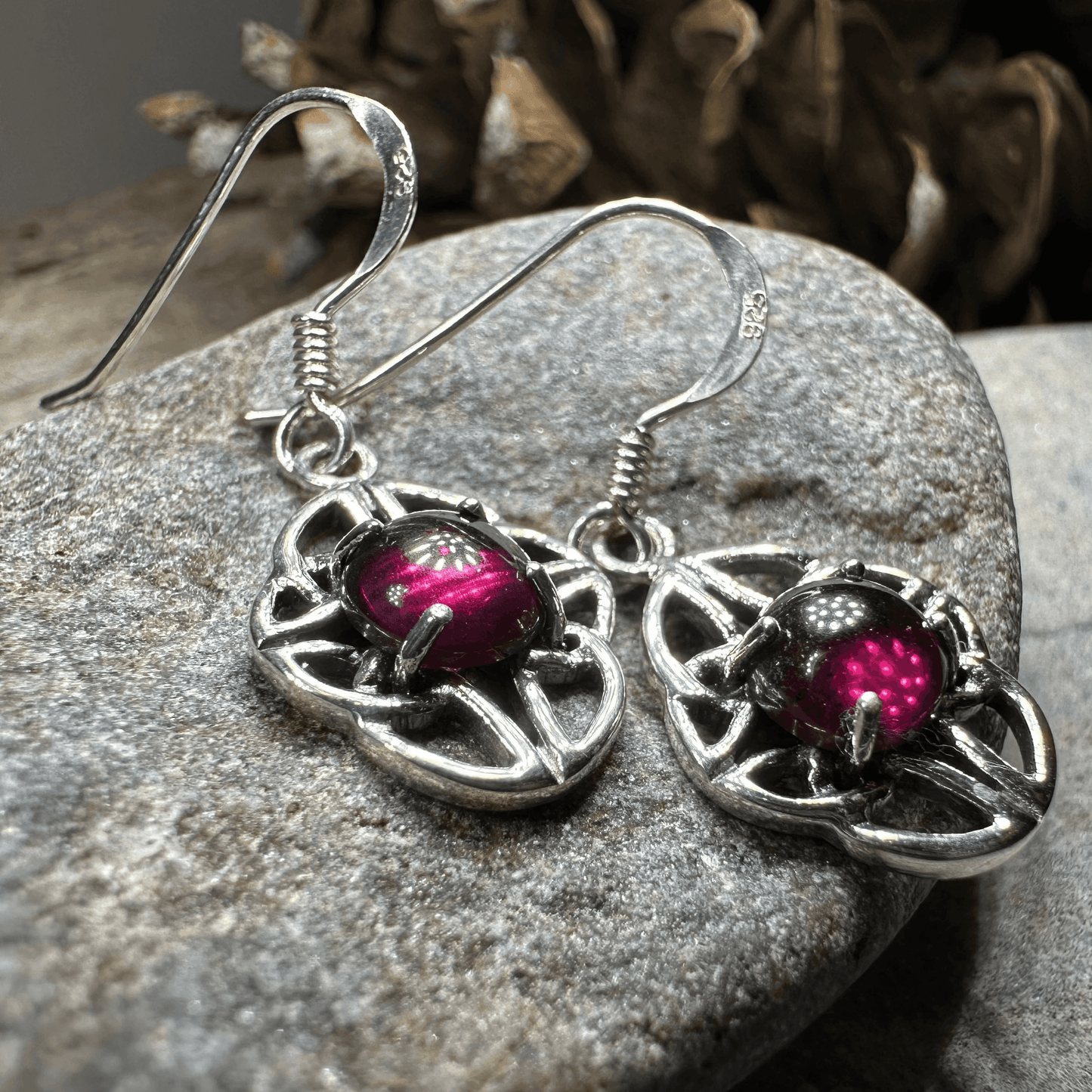 Charis Celtic Knot Earrings - Garnet