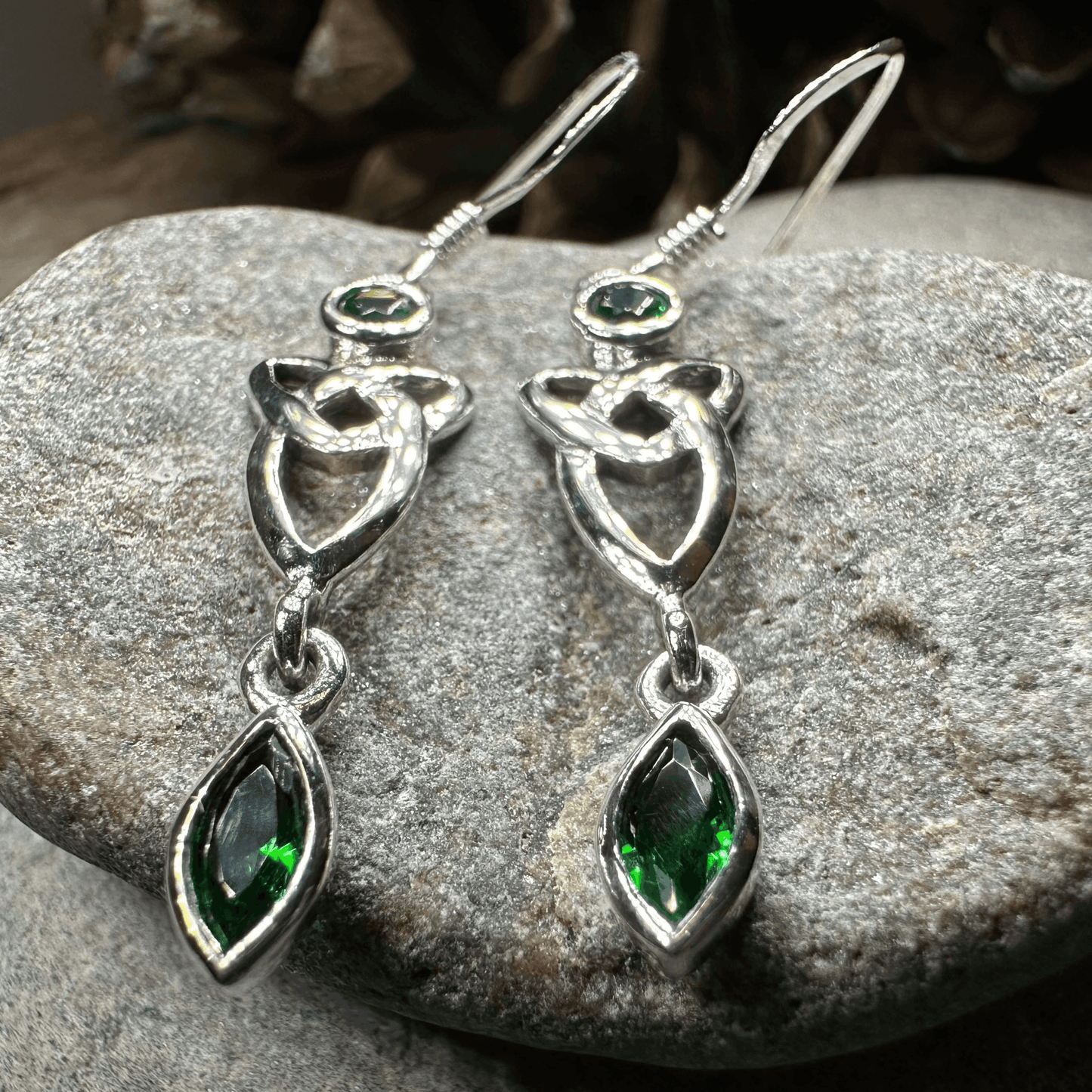 Holyrood Celtic Knot Earrings - Emerald crystal