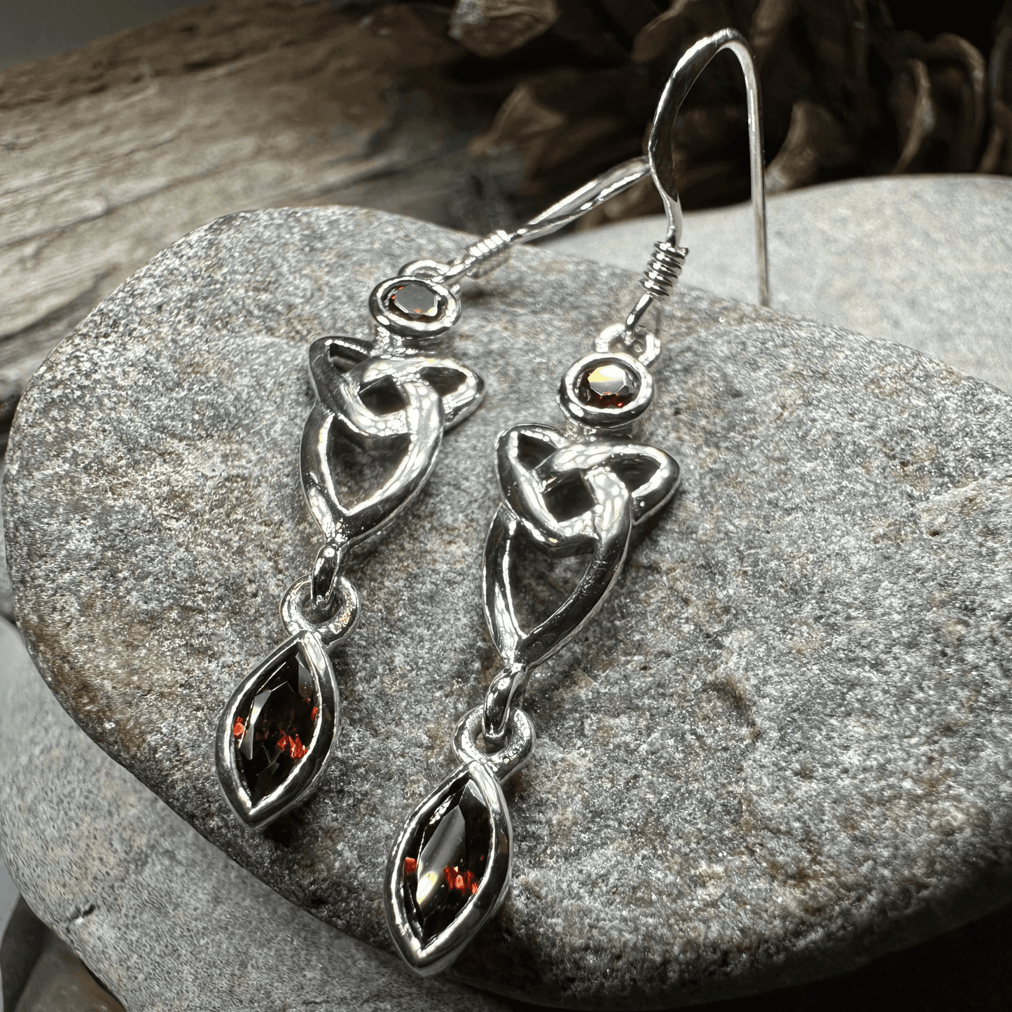 Holyrood Celtic Knot Earrings - Garnet