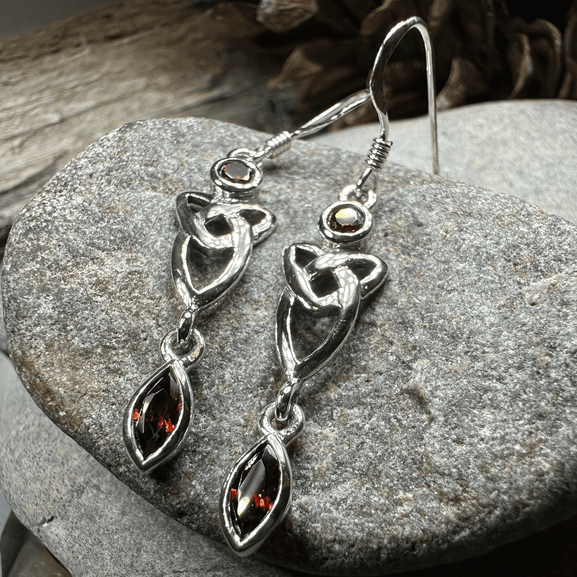 Holyrood Celtic Knot Earrings - Garnet