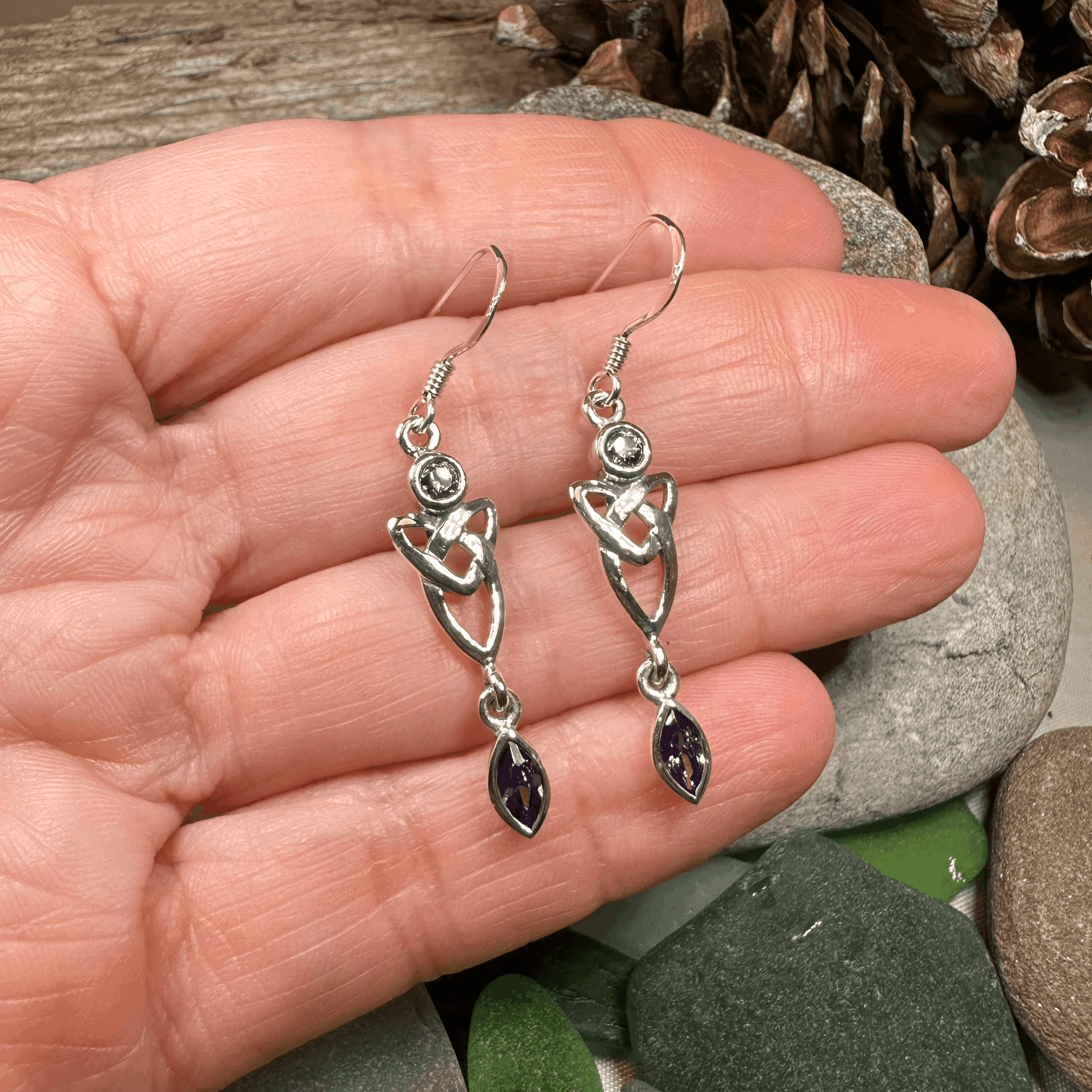 Holyrood Celtic Knot Earrings - Garnet