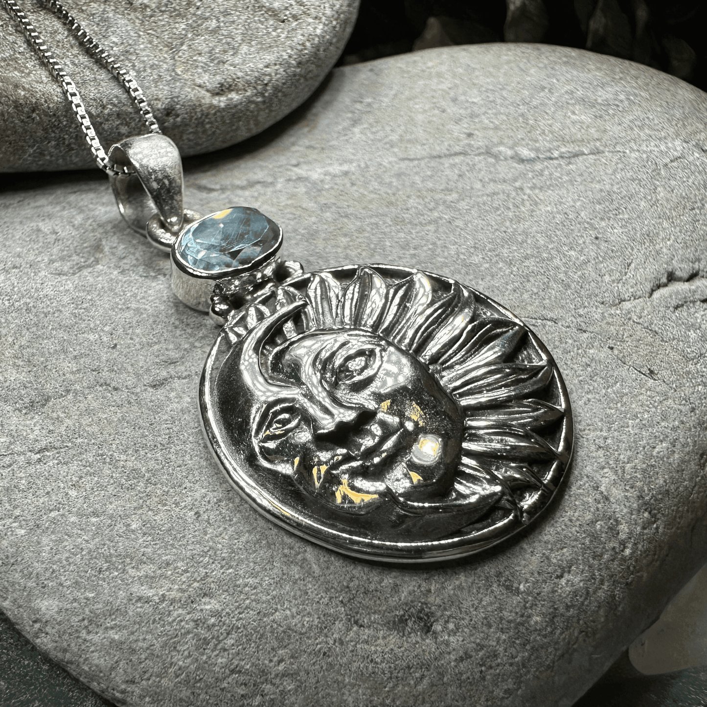 Summer Sun Necklace - Oval Blue Topaz