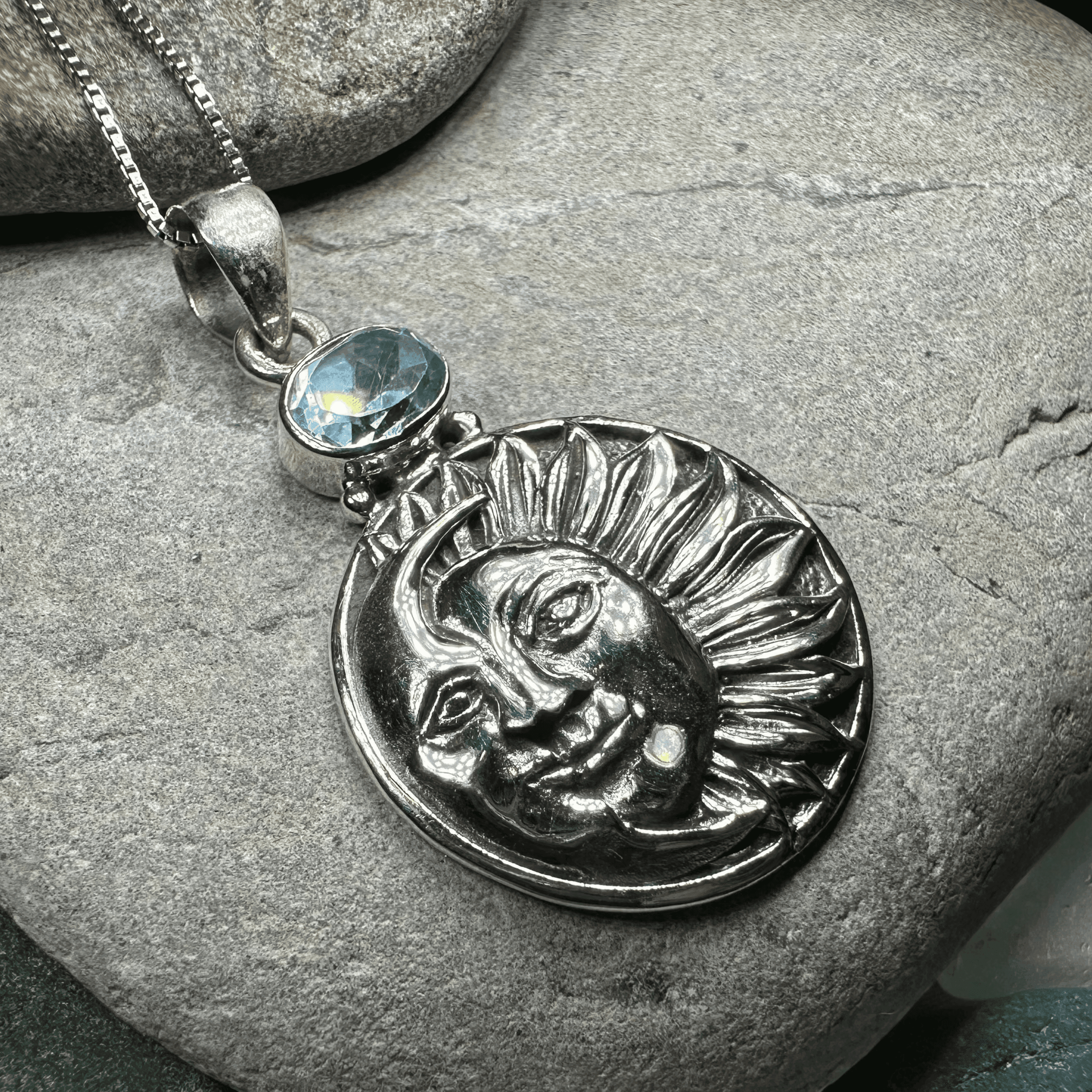 Summer Sun Necklace - Oval Blue Topaz