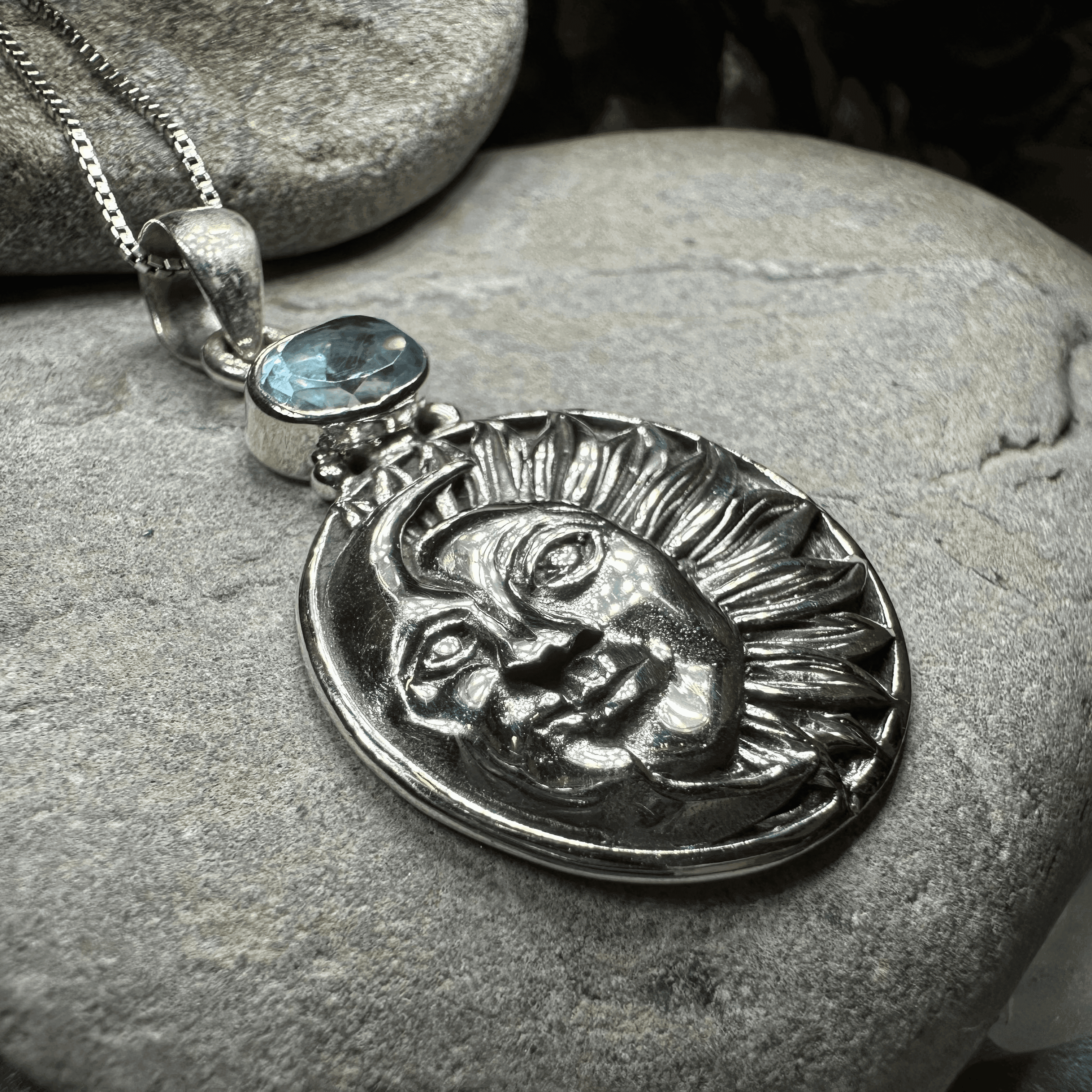 Summer Sun Necklace - Oval Blue Topaz