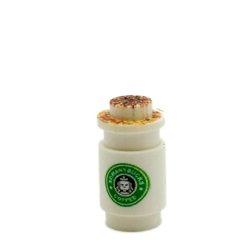 Somanybucks Latte w/ Cinnamom Coffee Cup for Minifigs made from LEGO part - B3 Customs - 