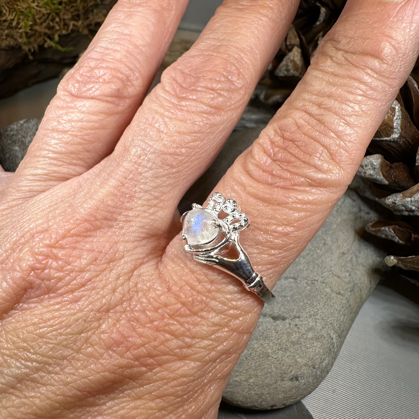 Cherish Moonstone Claddagh Ring