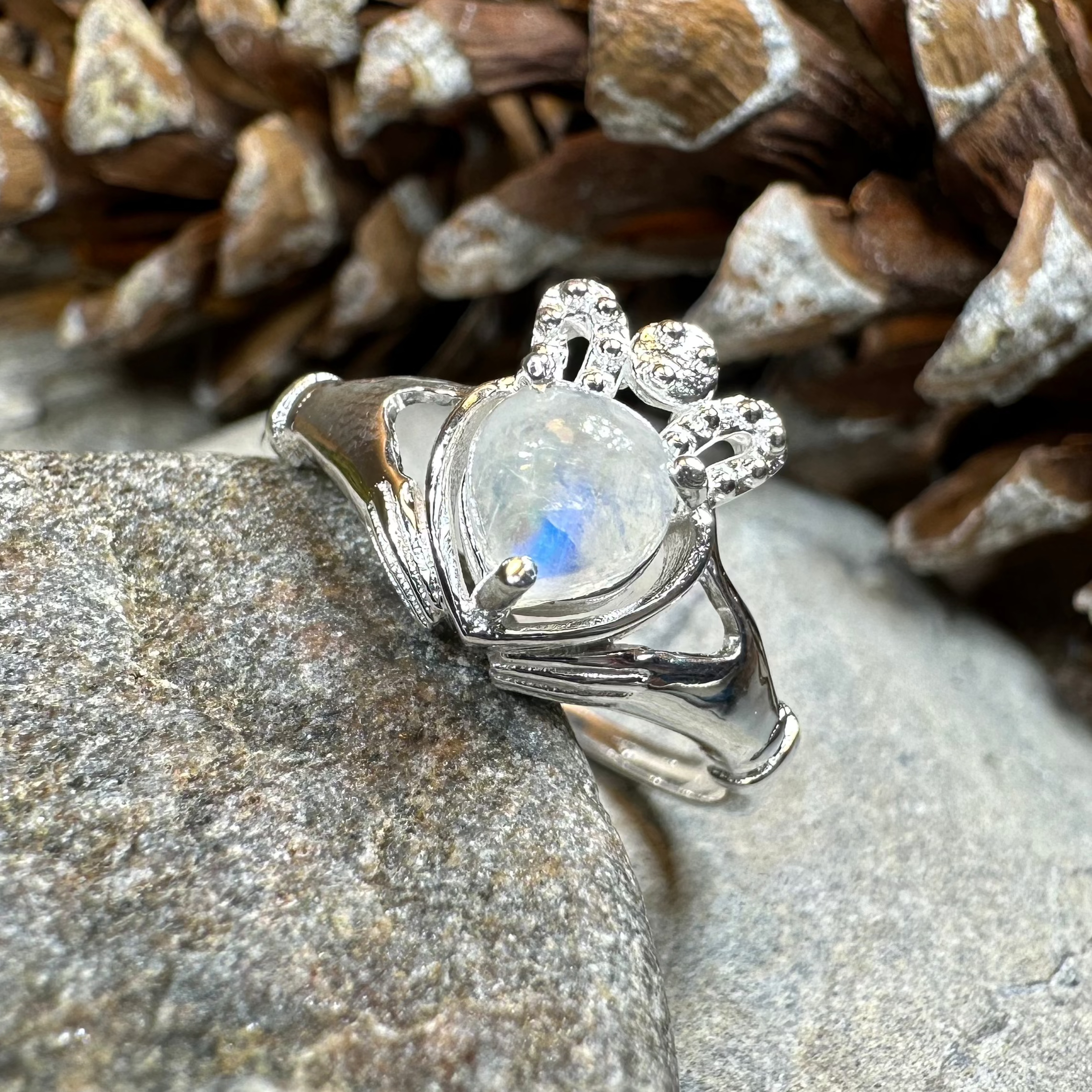 Cherish Moonstone Claddagh Ring