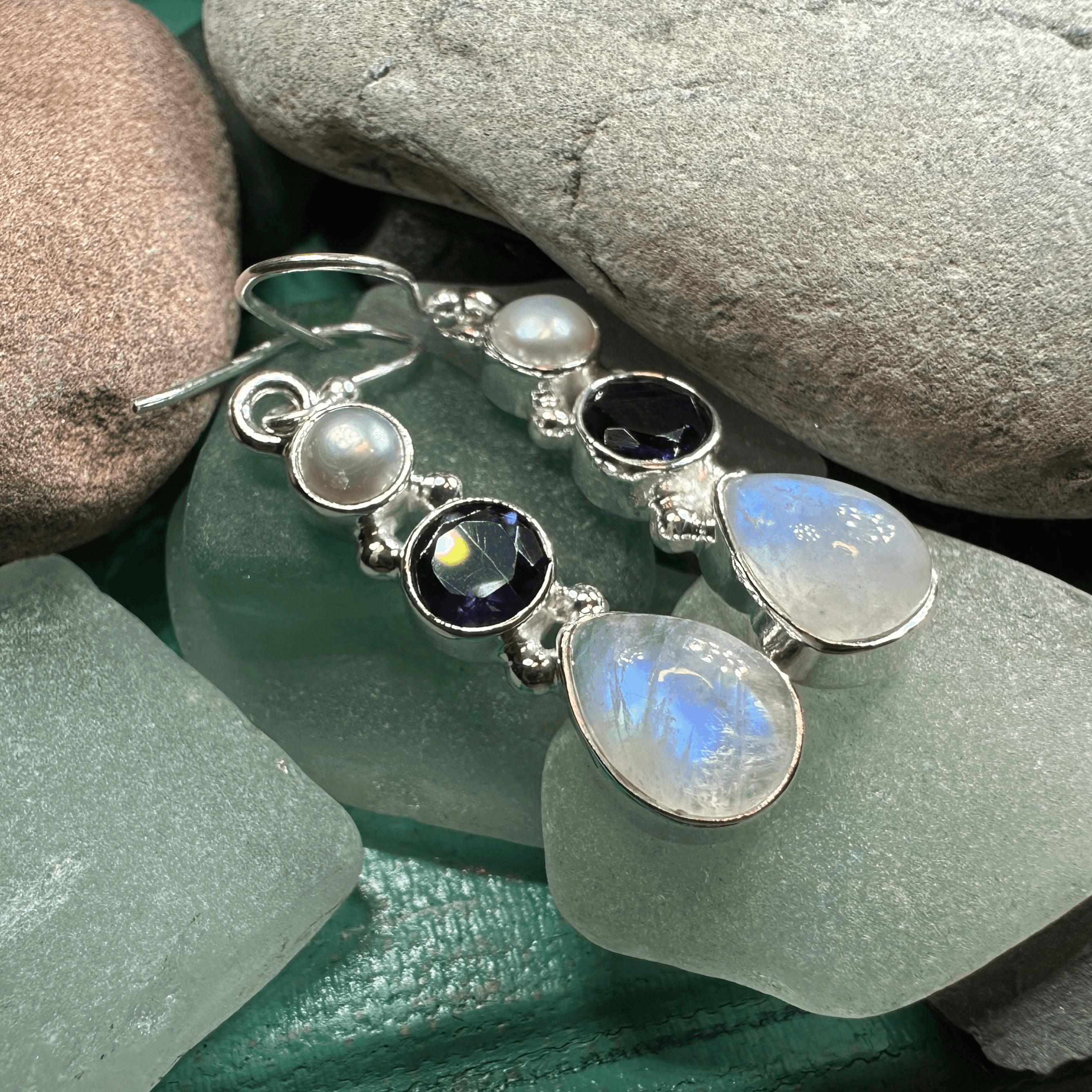 Ava Moonstone Earrings - Amethyst
