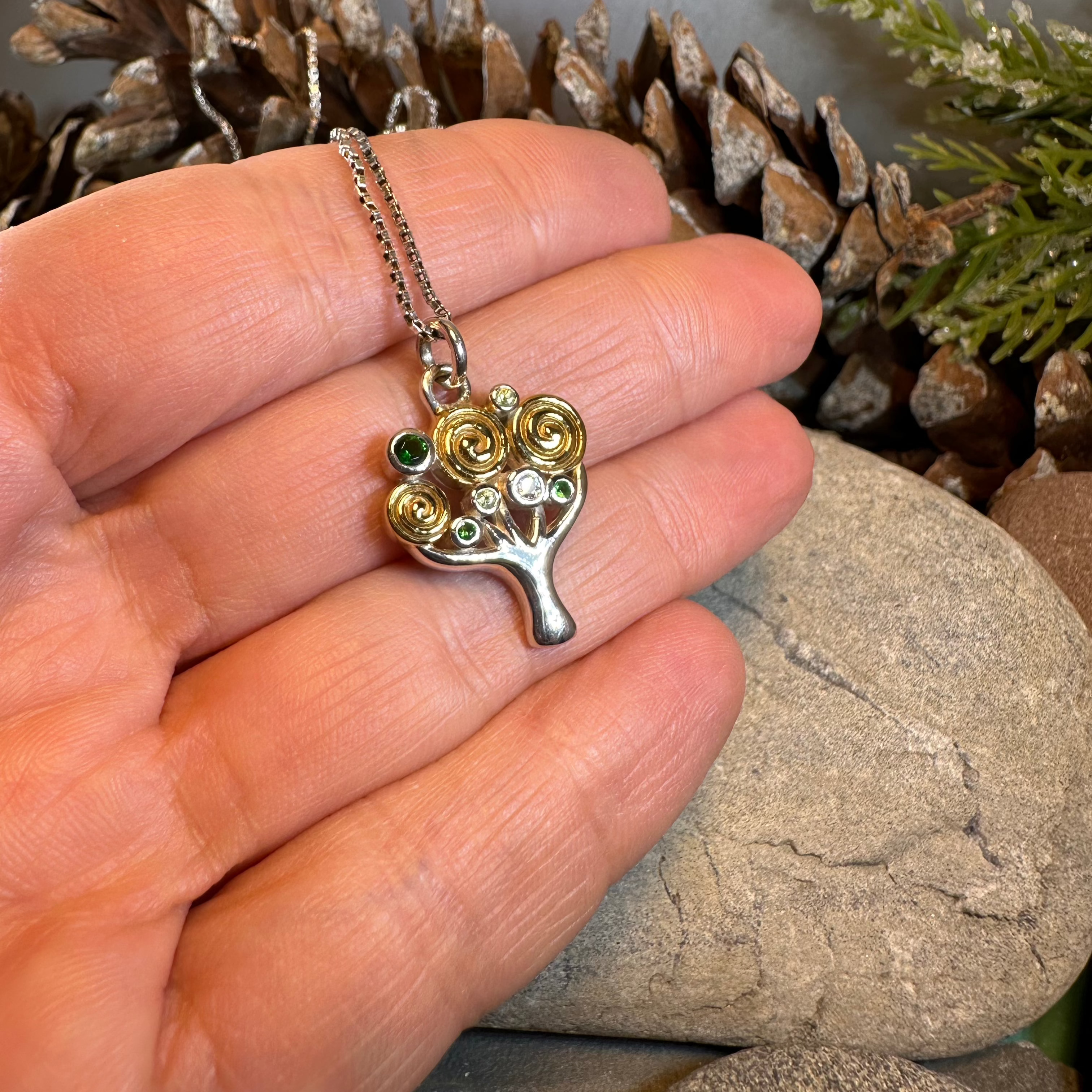 Shades of Green Tree of Life Necklace
