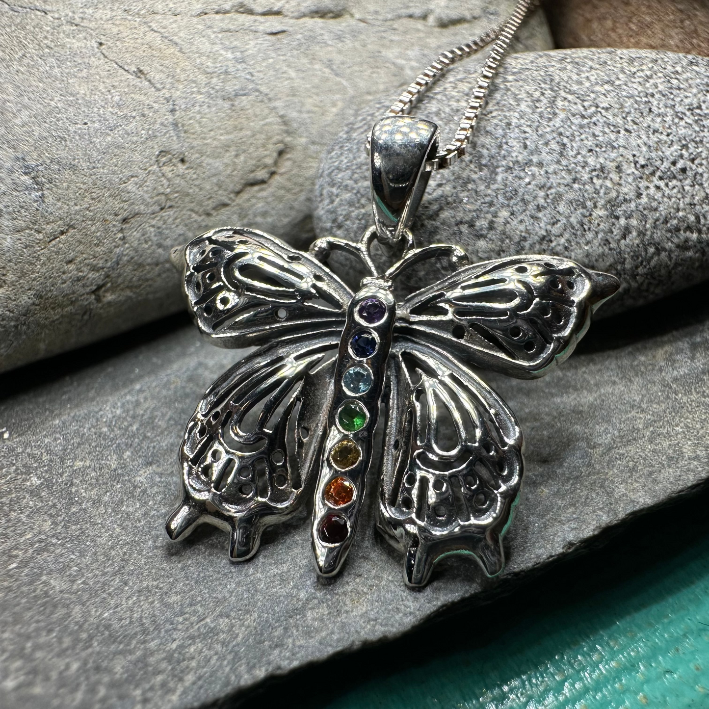 Rainbow Butterfly Necklace