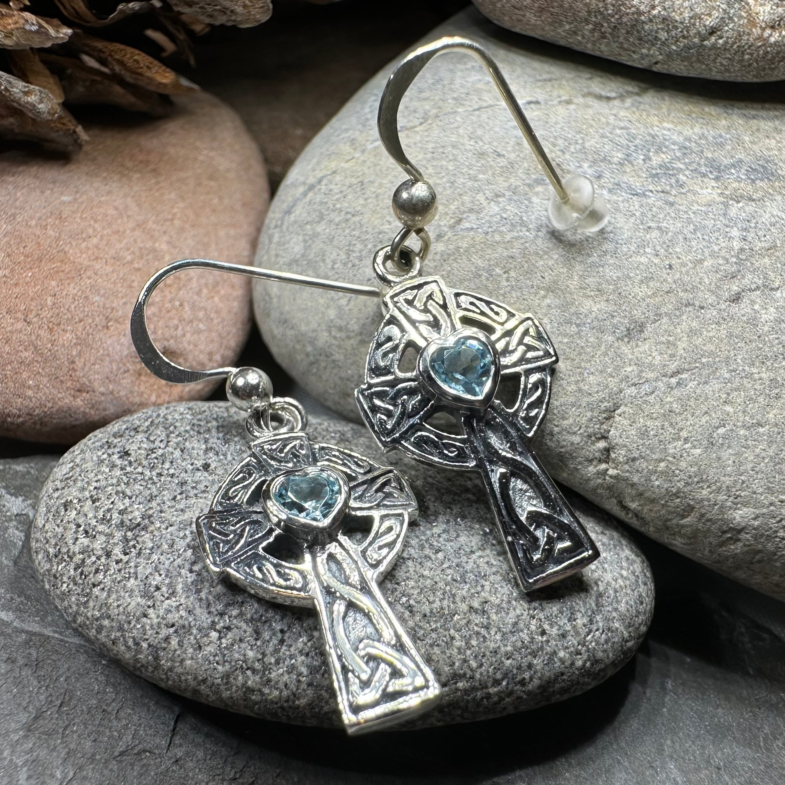 Celtic Cross Heart Earrings