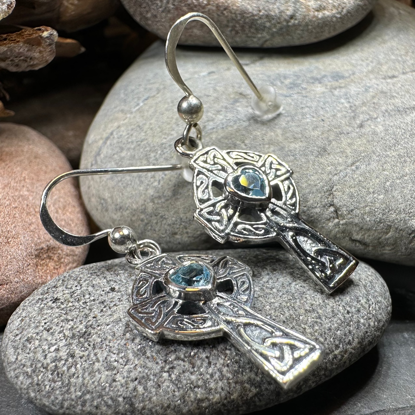 Celtic Cross Heart Earrings