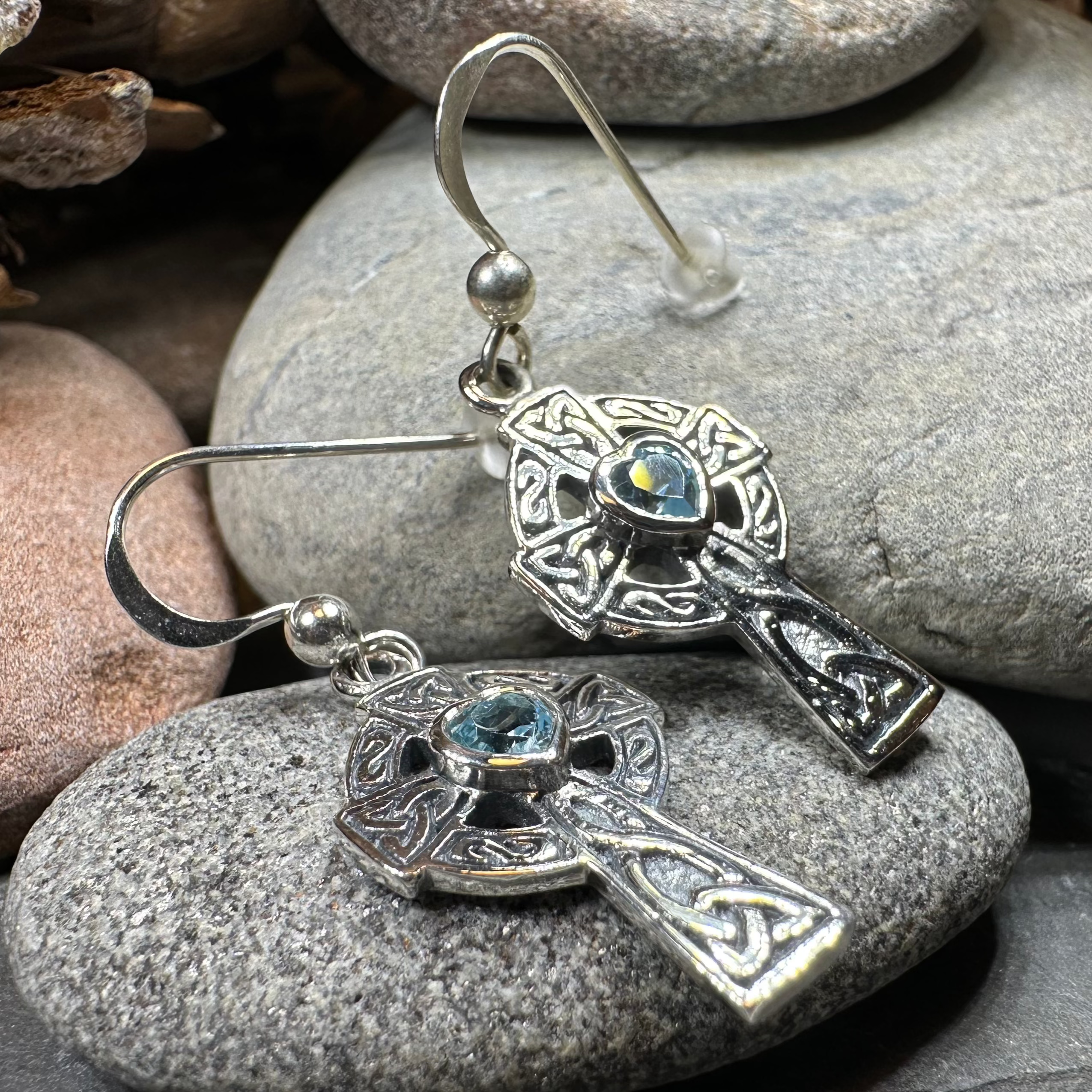 Celtic Cross Heart Earrings