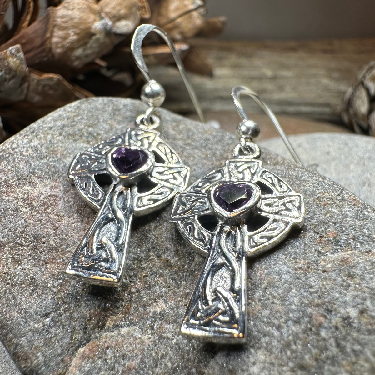 Celtic Cross Heart Earrings