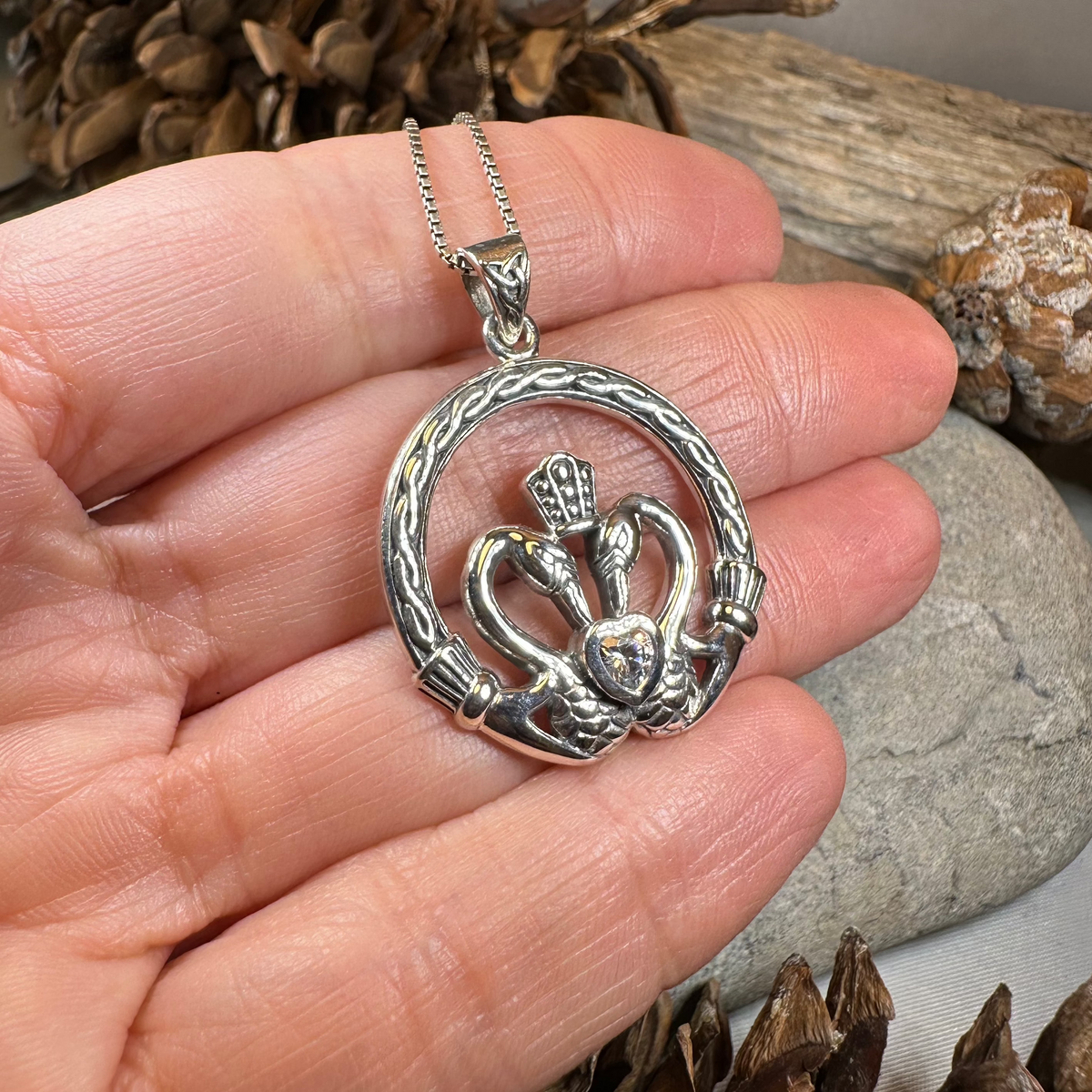 Celtic Swan Claddagh Necklace