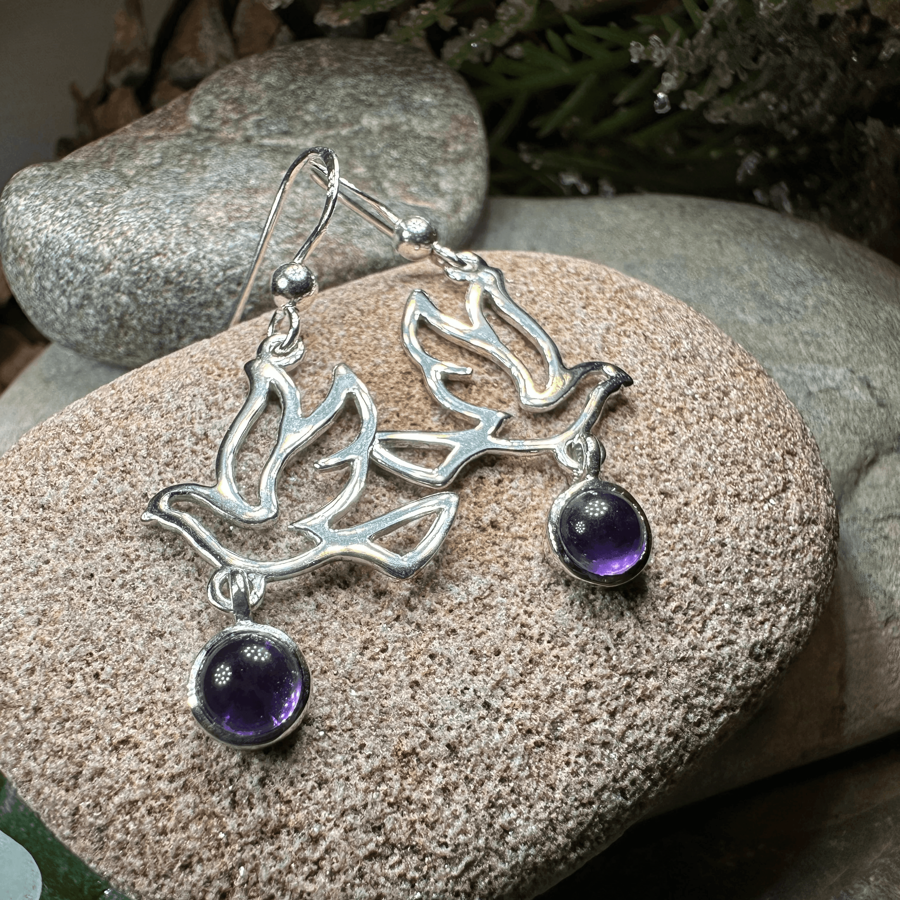 Forever Dove Earrings - Amethyst