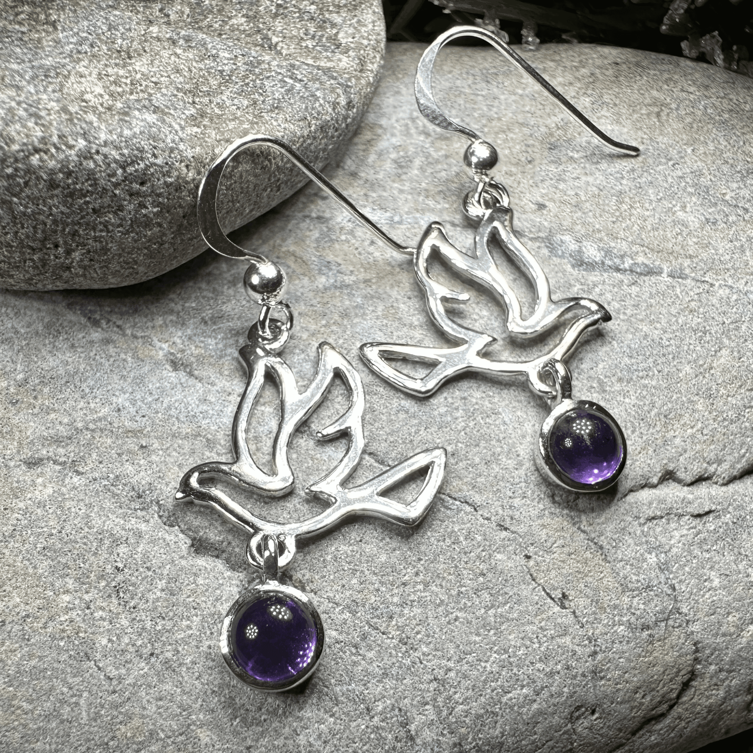 Forever Dove Earrings - Amethyst