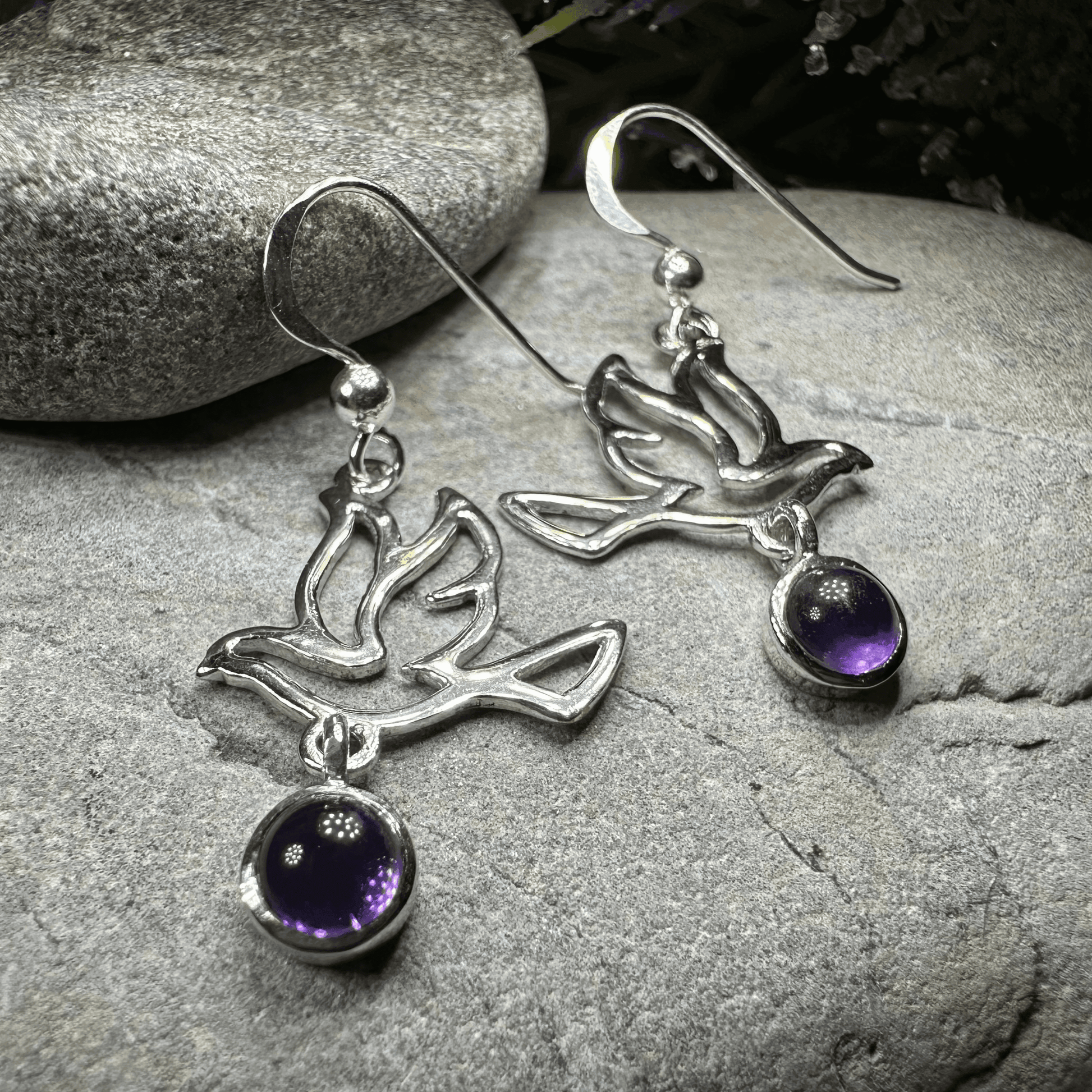 Forever Dove Earrings - Amethyst