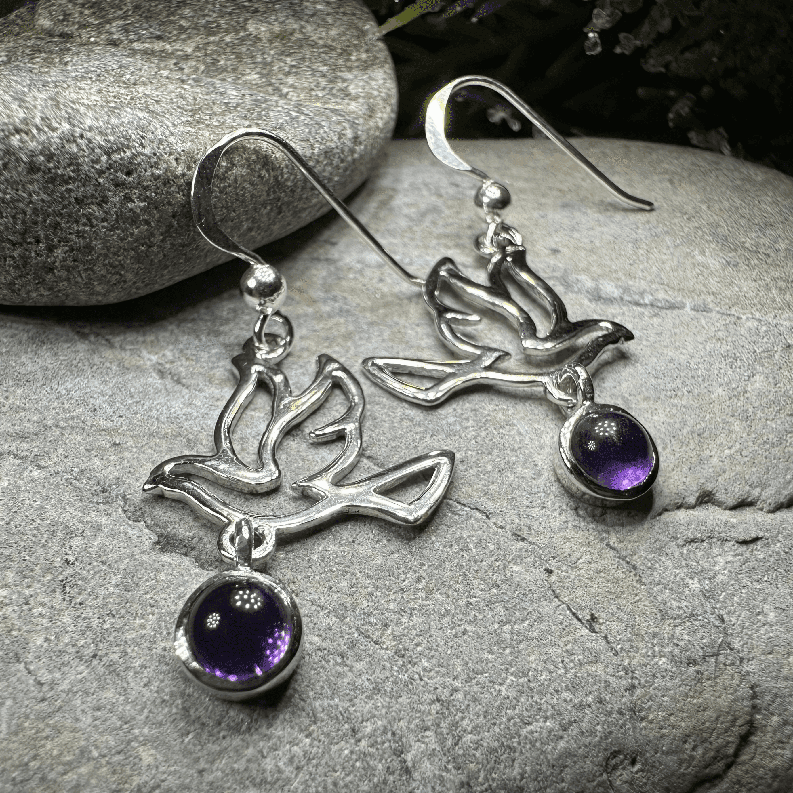 Forever Dove Earrings - Amethyst