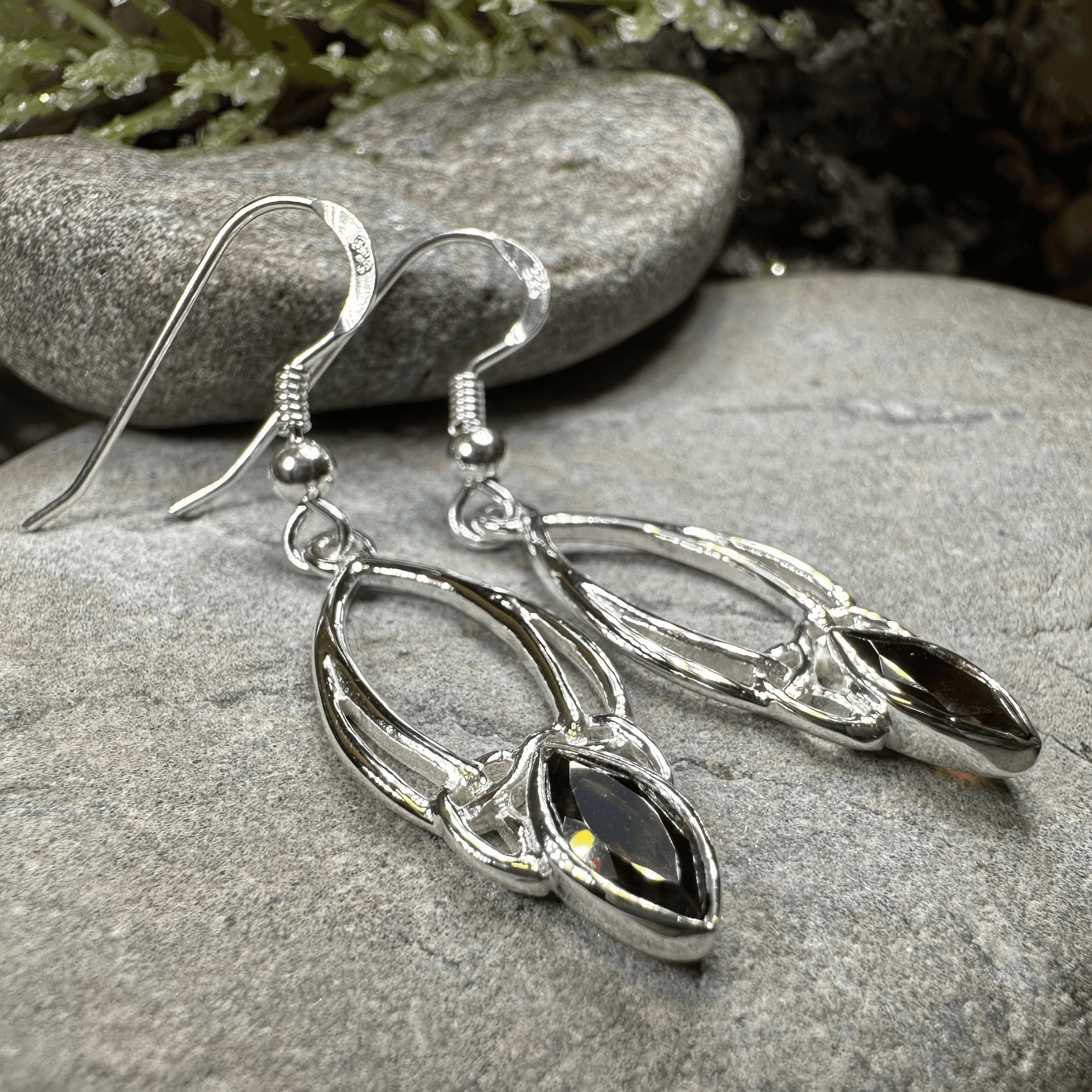 Garnet Trinity Knot Earrings - 