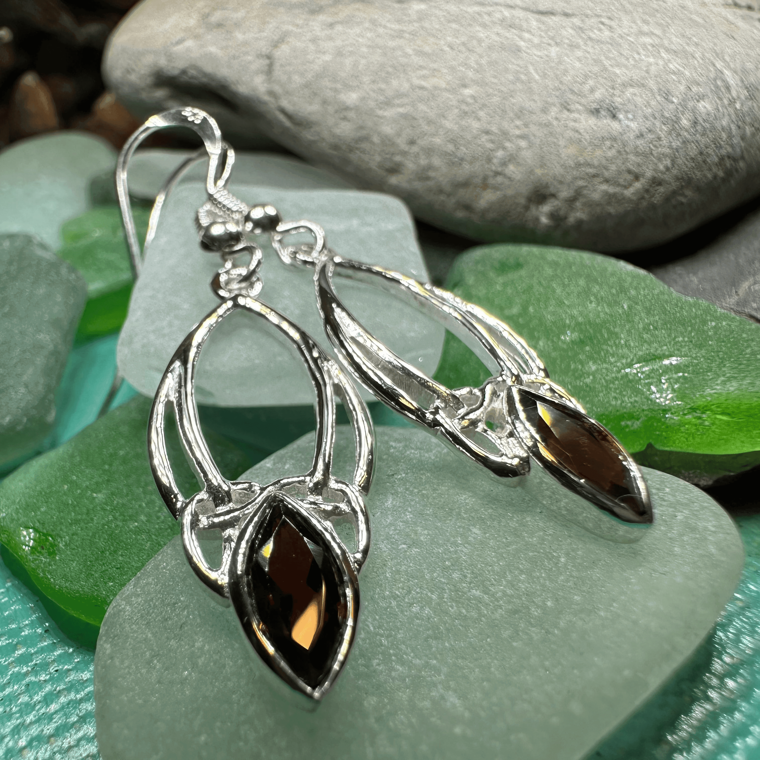 Garnet Trinity Knot Earrings - 