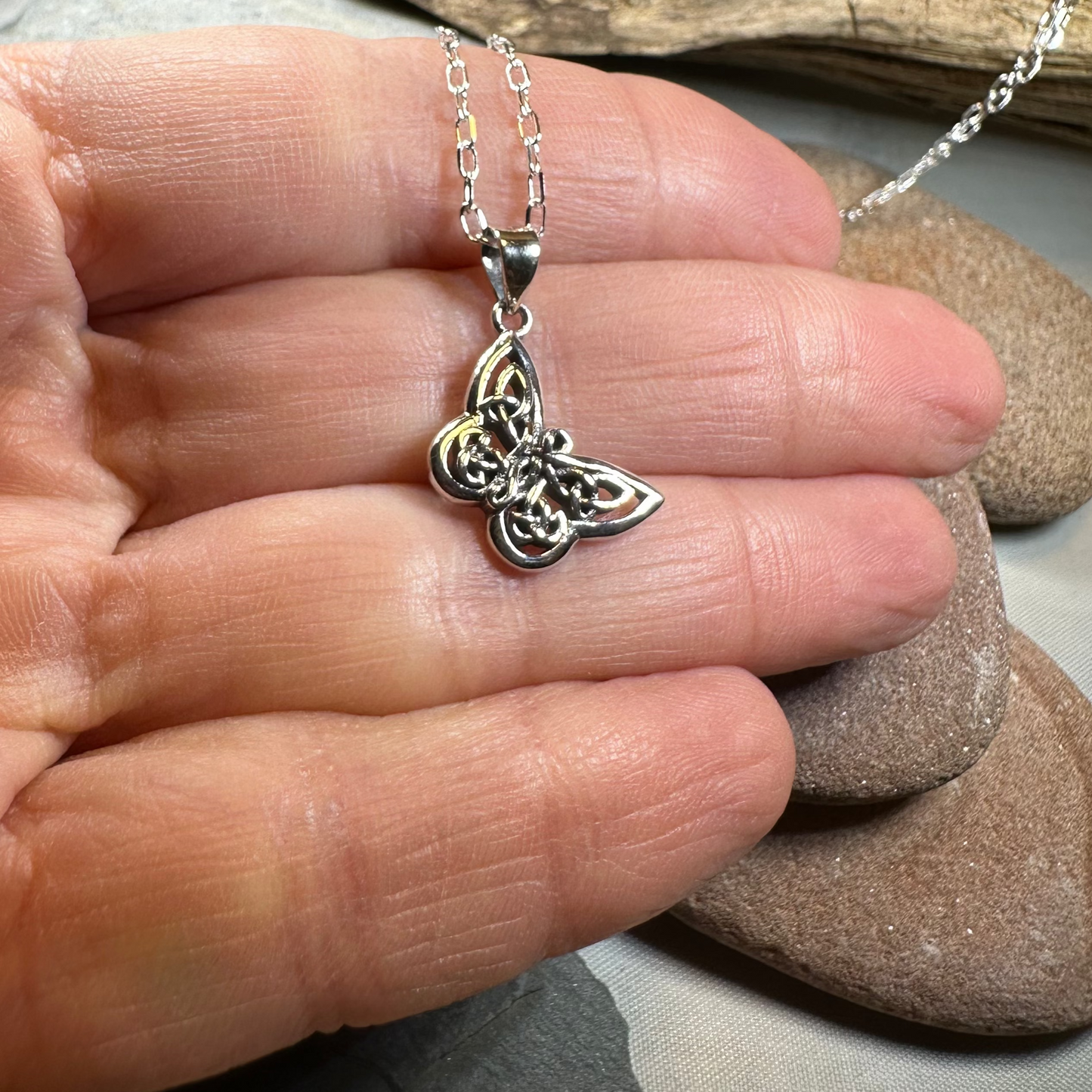 Blue Celtic Butterfly Necklace