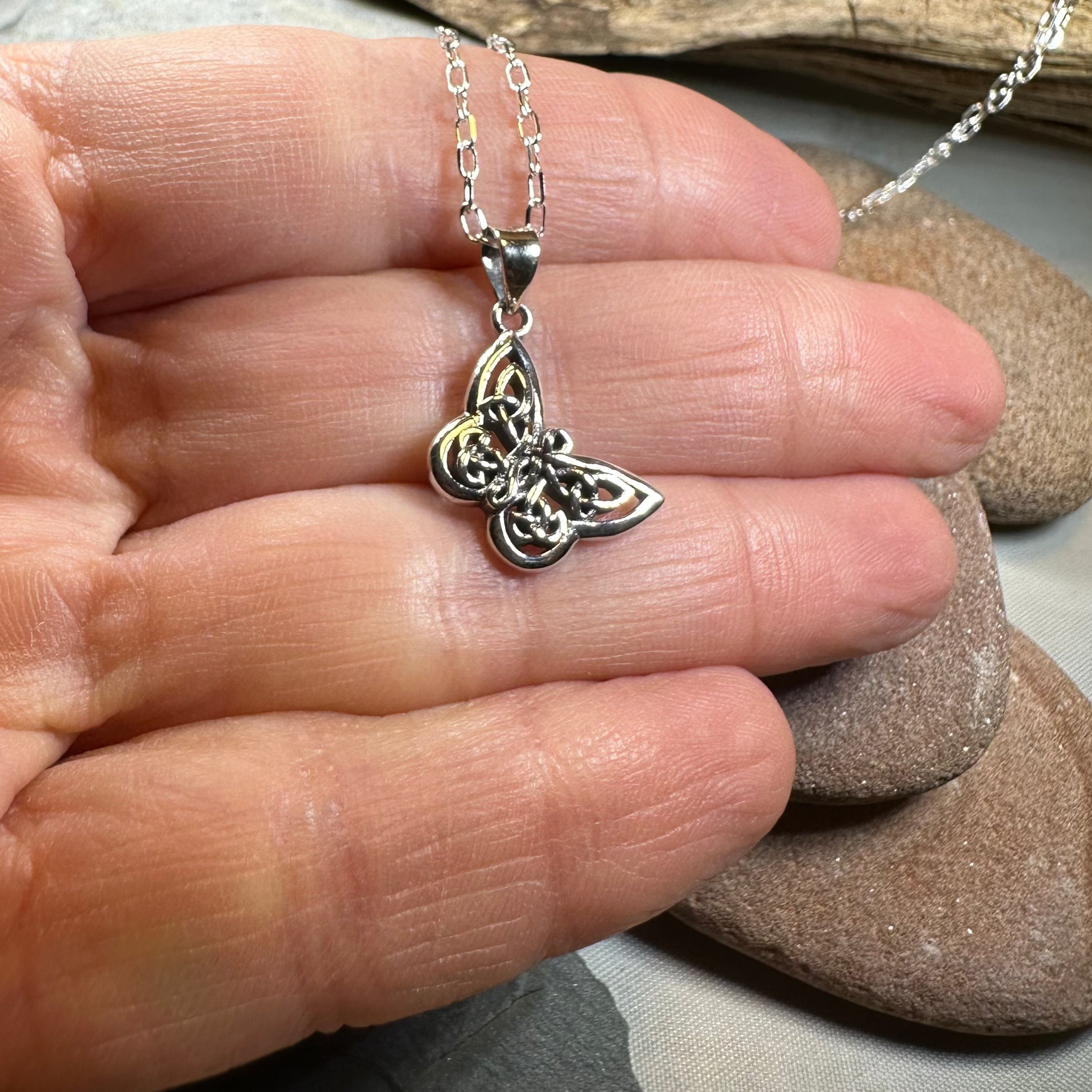 Blue Celtic Butterfly Necklace