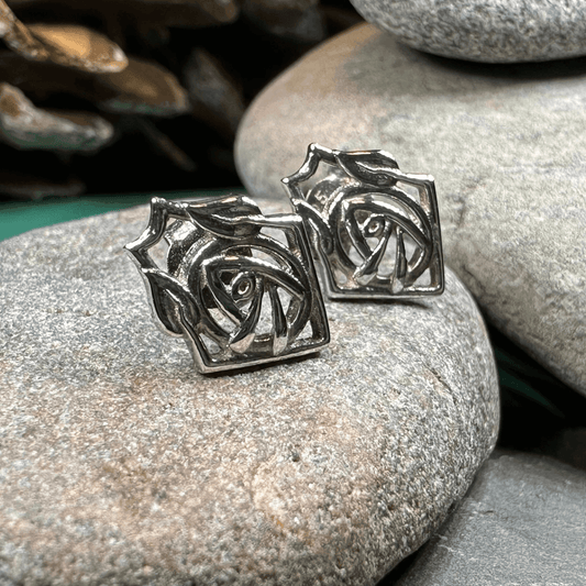 Rose Art Deco Stud Earrings - 
