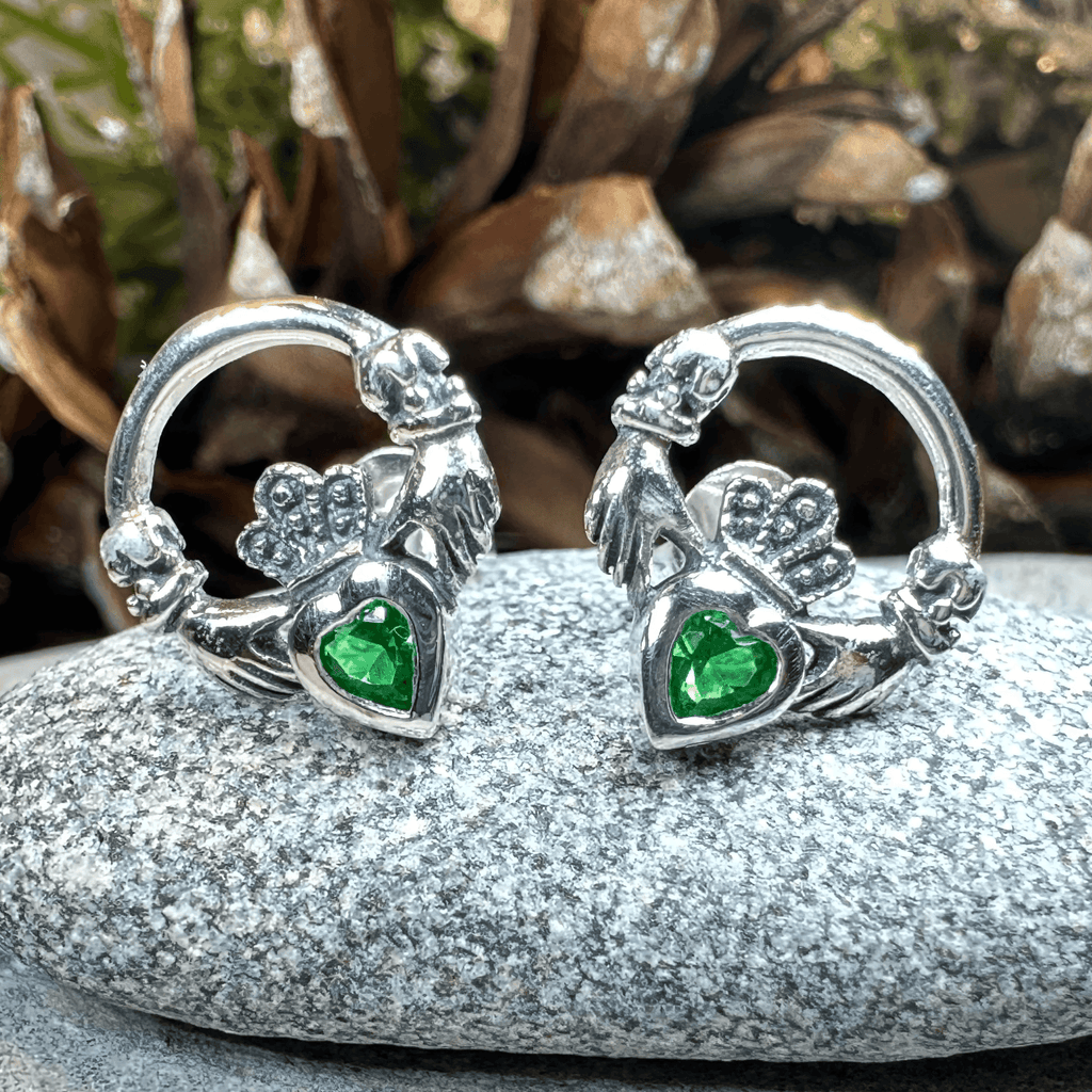 Cheerful Claddagh Earrings - Garnet