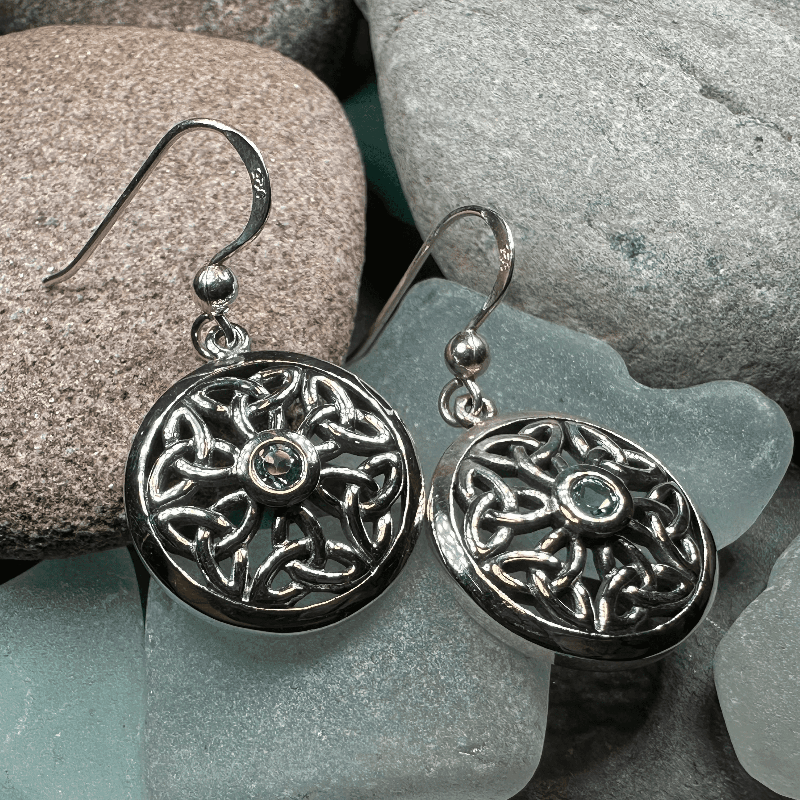 Blue Sky Trinity Knot Earrings - 