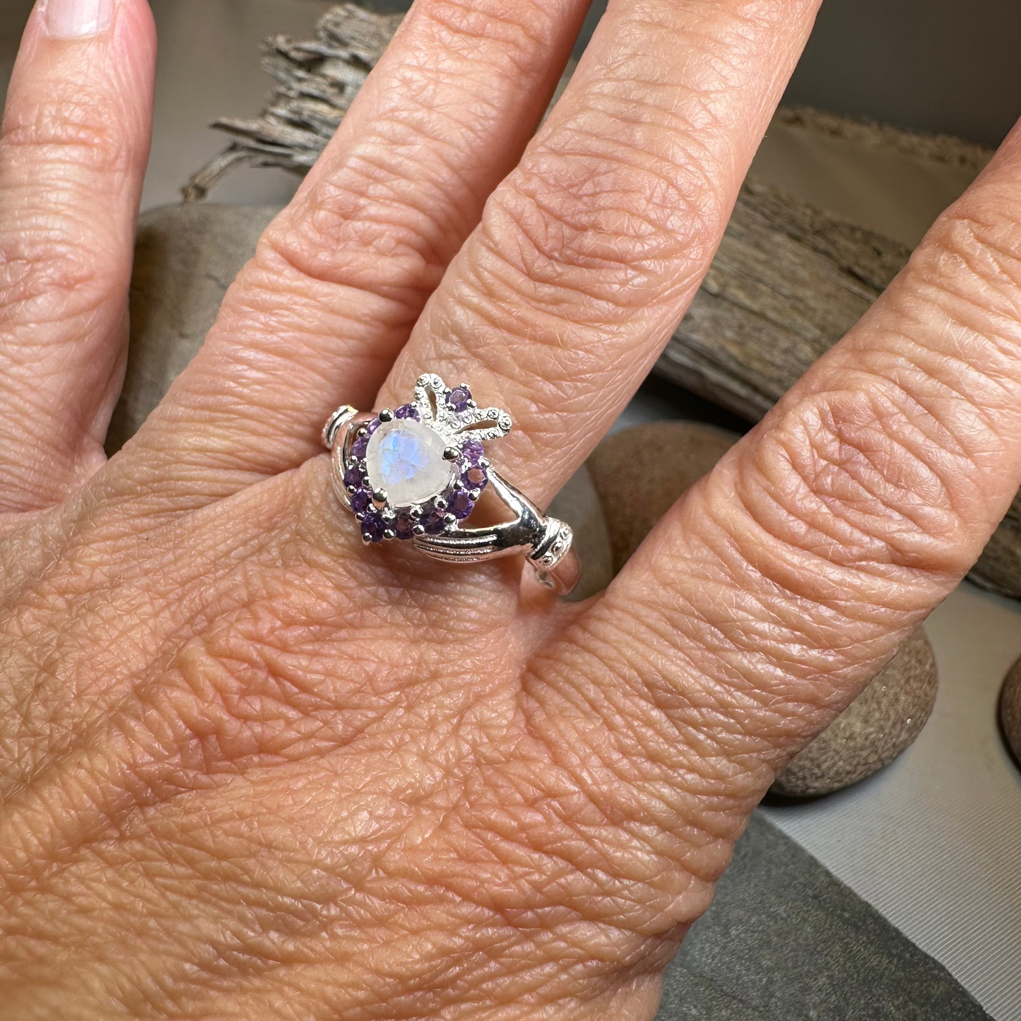 Adore Moonstone Claddagh Ring