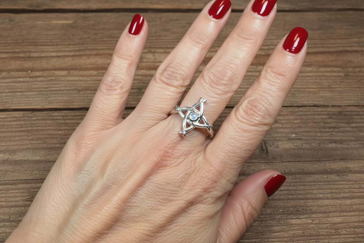 Moonstone Saint Brigid's Cross Ring