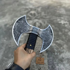 Hand-Engraved Double-Headed Nordic Inspired Decorative Axe